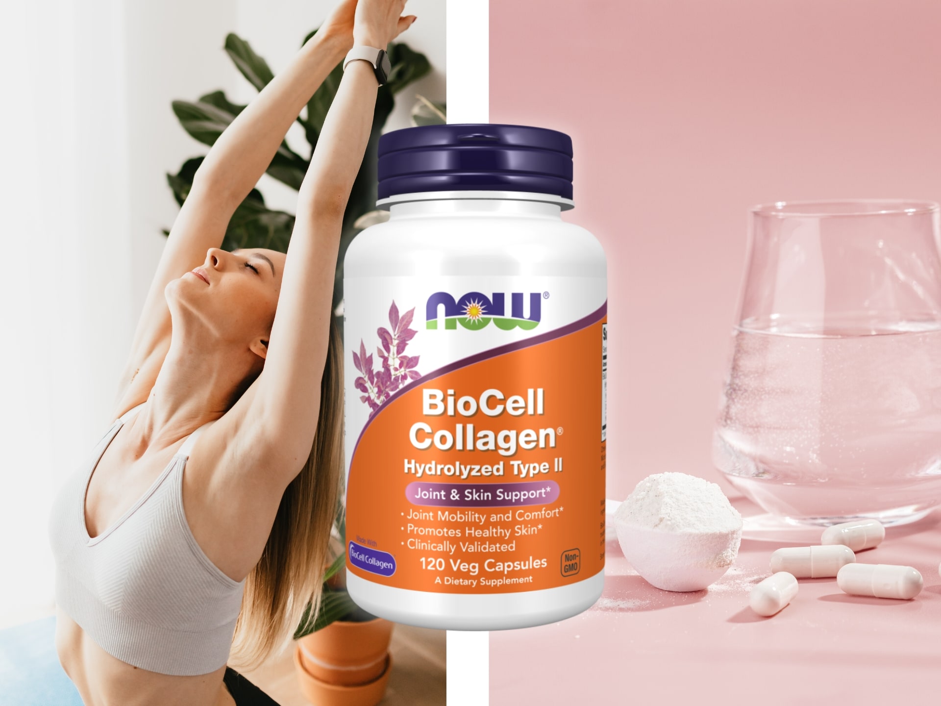 NOW - BioCell Collagen - wsparcie kondycji stawów i chrząstki, jędrna i nawilżona skóra