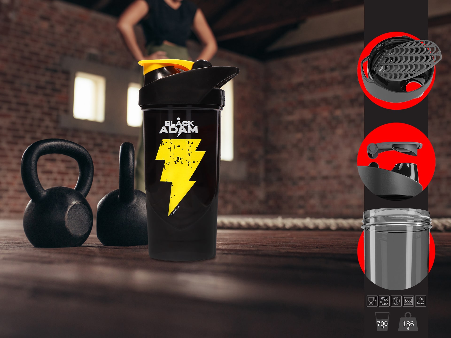 Shieldmixer - Shaker Hero Pro - 700ml - Black Adam Thunder