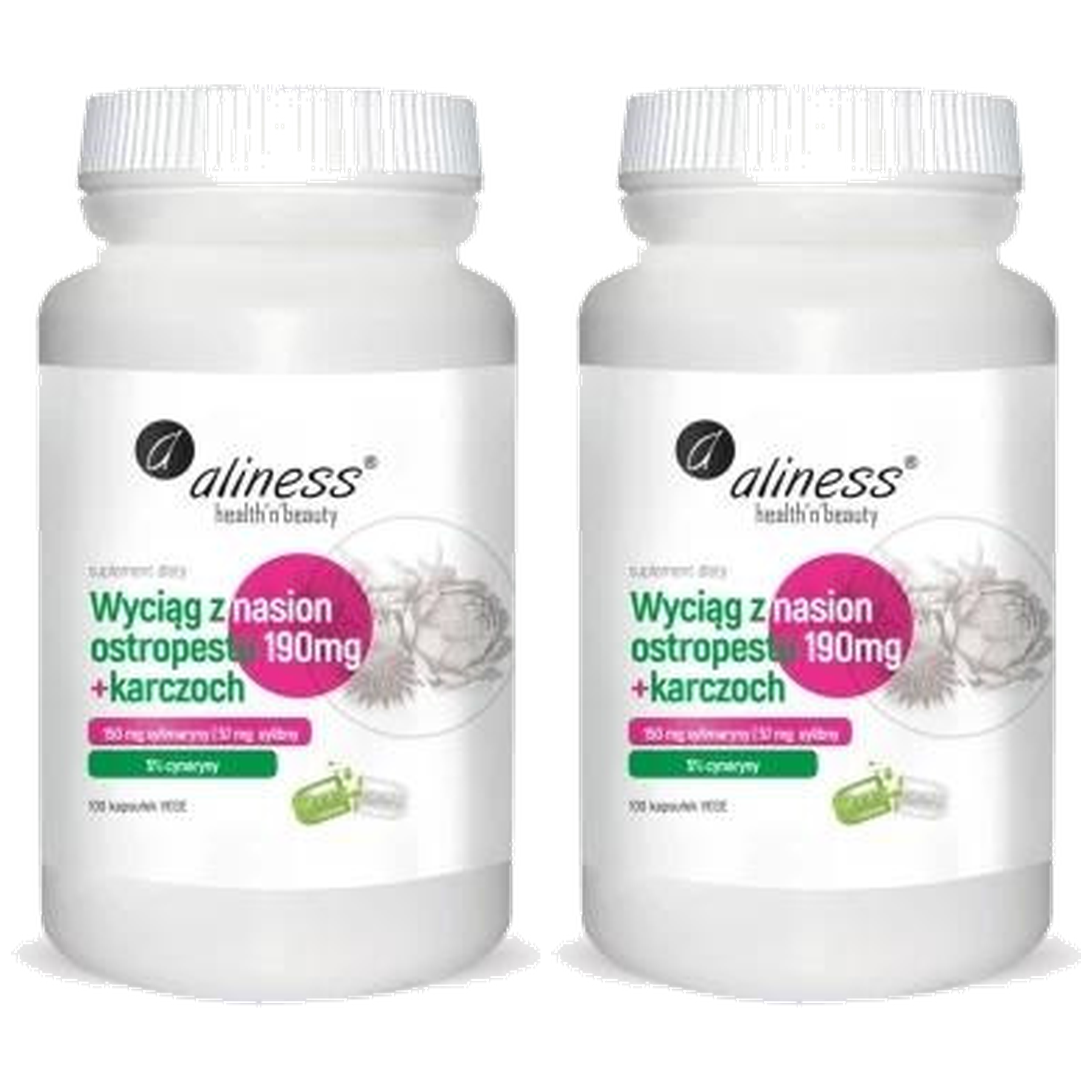 ALINESS - Wyciąg z Nasion Ostropestu 190mg + Karczoch - 2x 100caps.