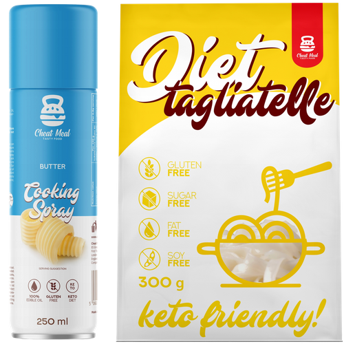 Makaron Konjac Tagliatelle 400g + MASŁO W SPRAYU Cheat meal ZESTAW