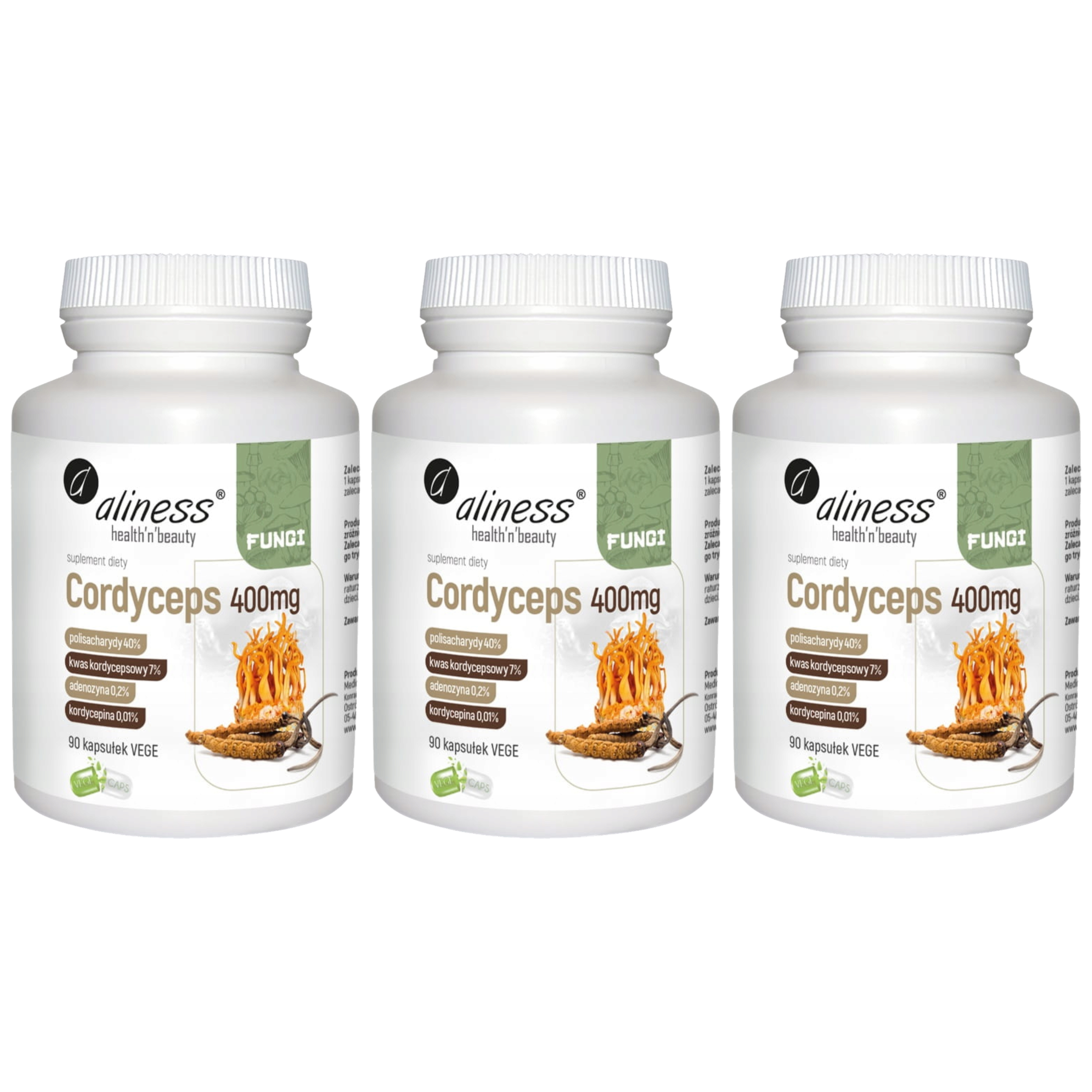 ALINESS - Fungi Cordyceps 400mg - 3x 90vcaps.