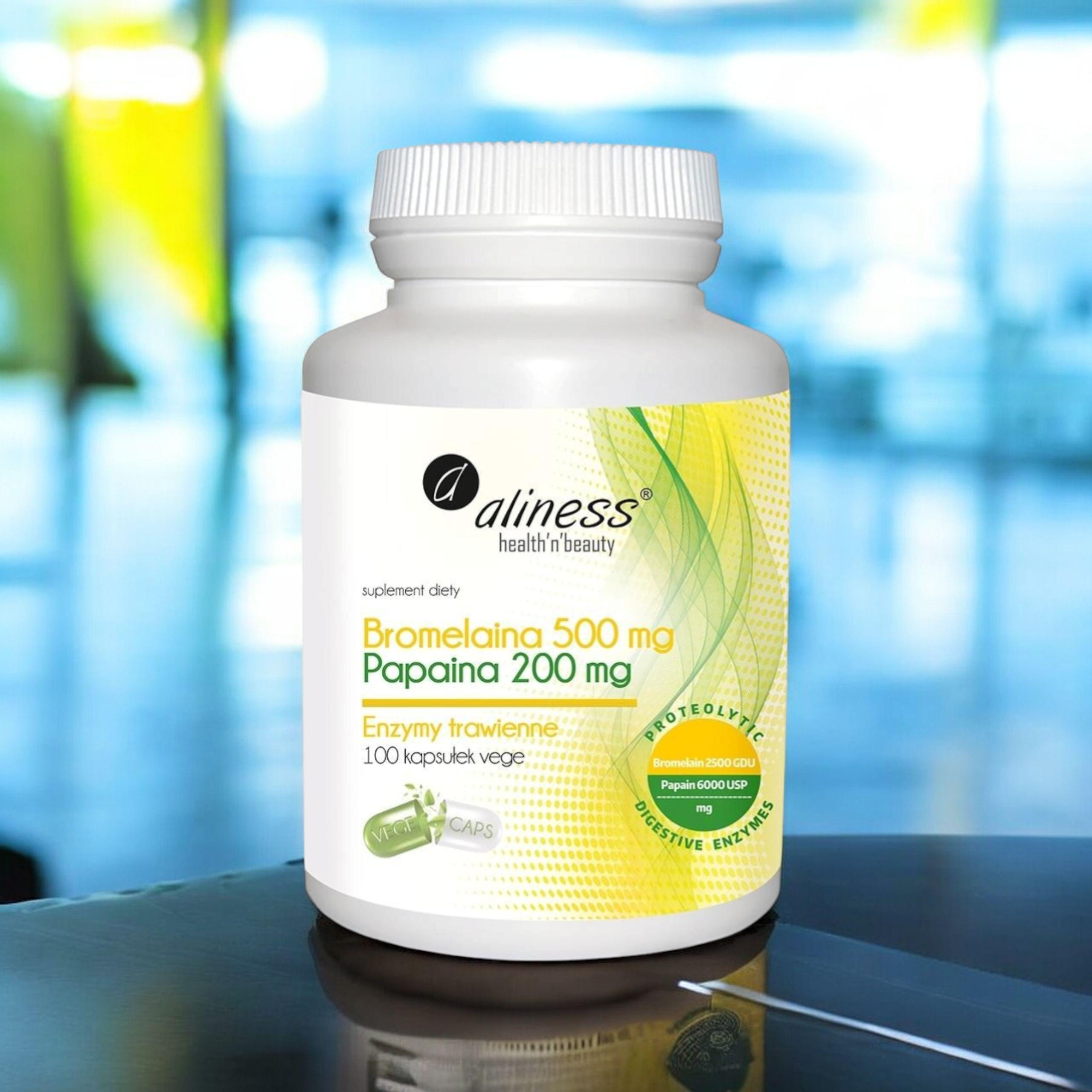 ALINESS - Bromelaina 500mg Papaina 200mg - 100vcaps.