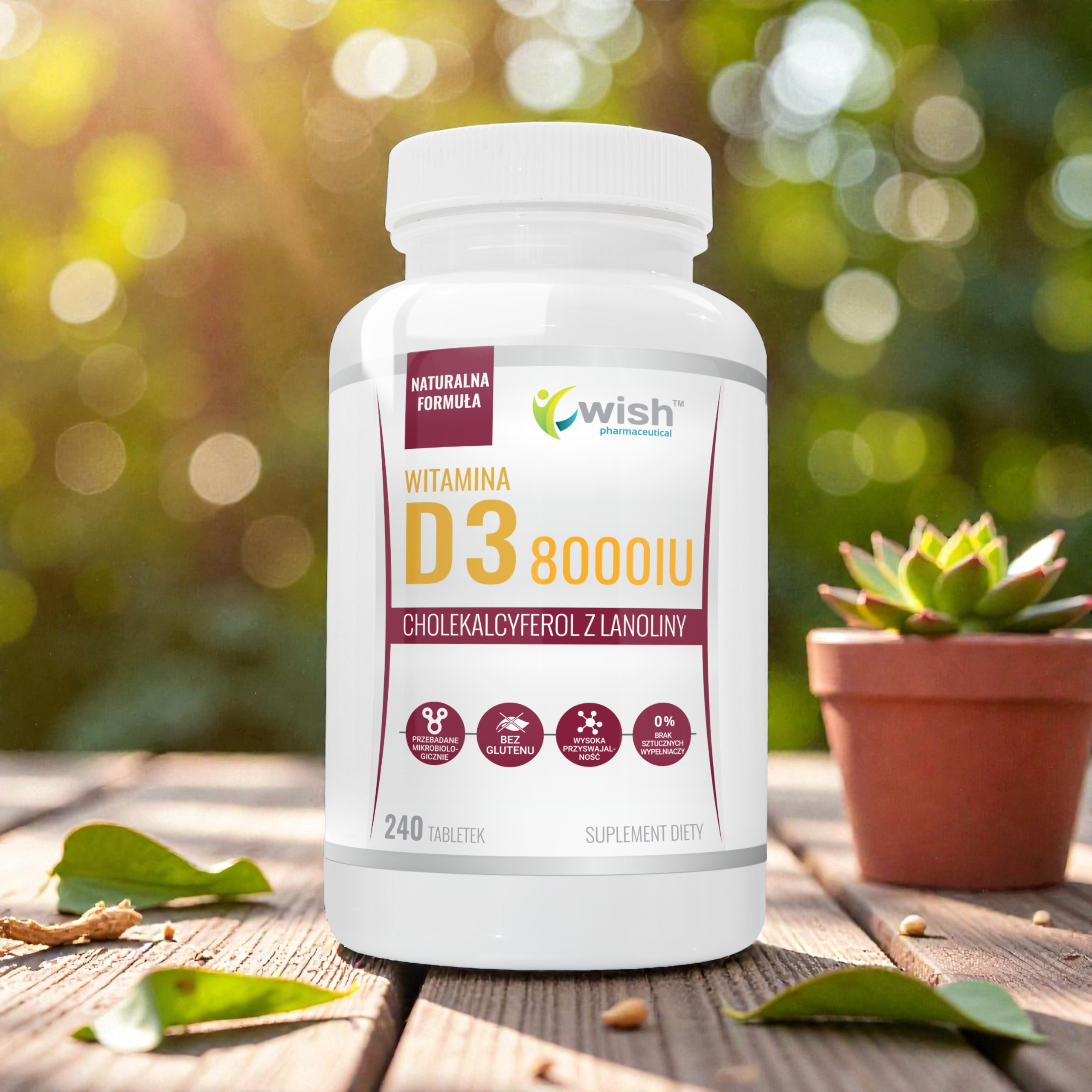 WISH Pharmaceutical - Vitamin D3 8000IU - 240tabs.