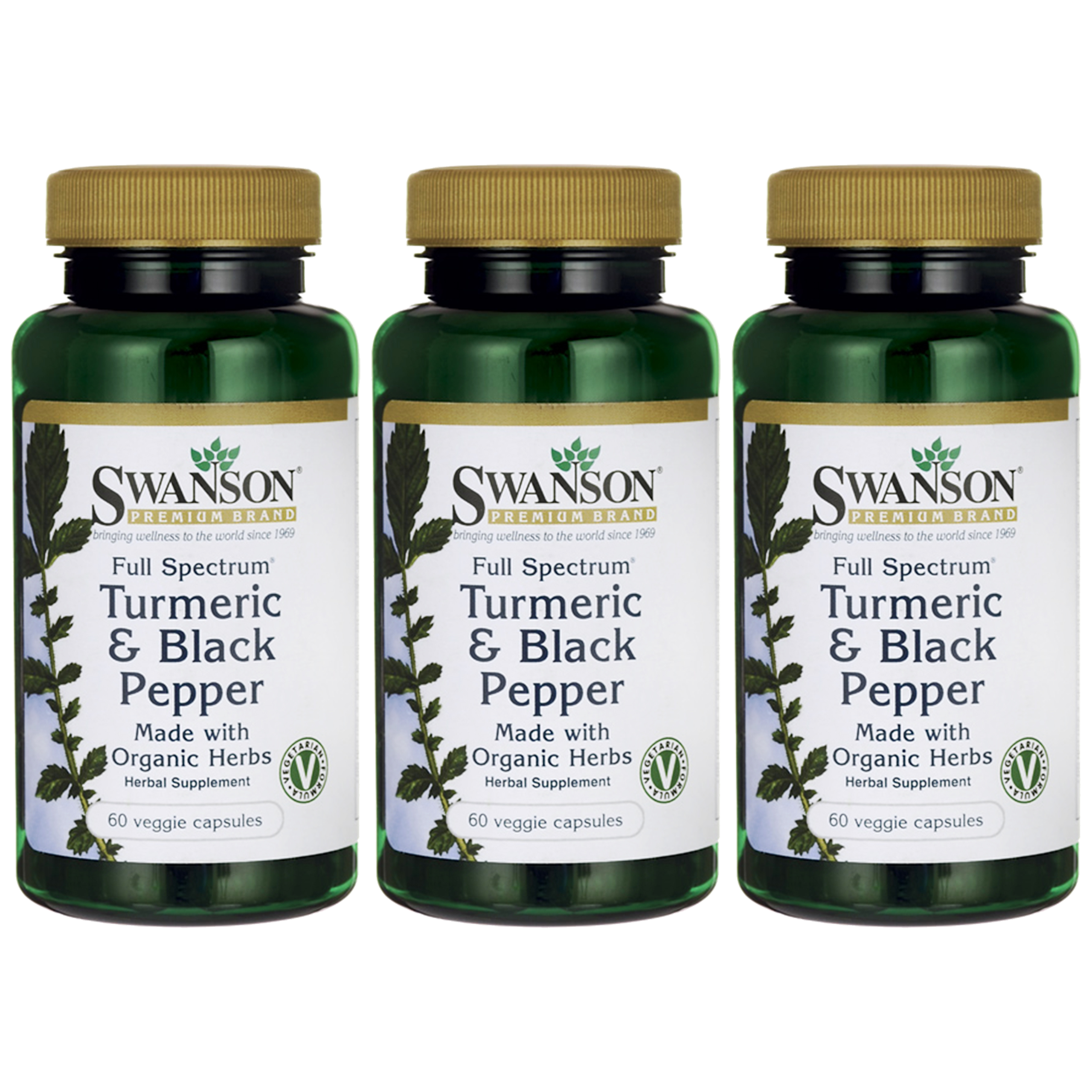 SWANSON Turmeric Black Pepper (Kurkuma z Piperyną) - 3x 60vcaps.