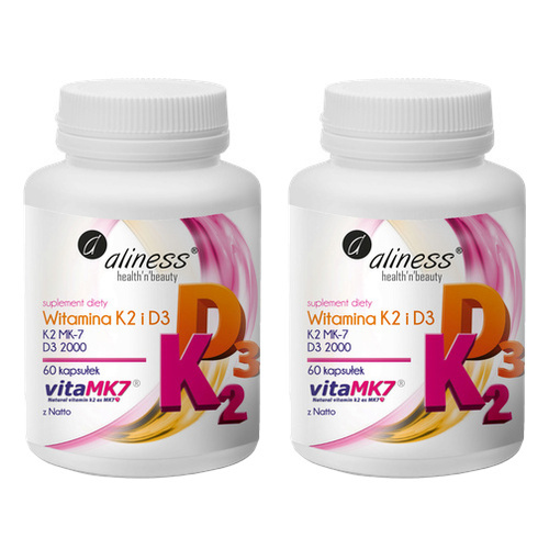 ALINESS - Witamina K2 MK-7 100mcg + D3 50mcg - 2x 60caps.