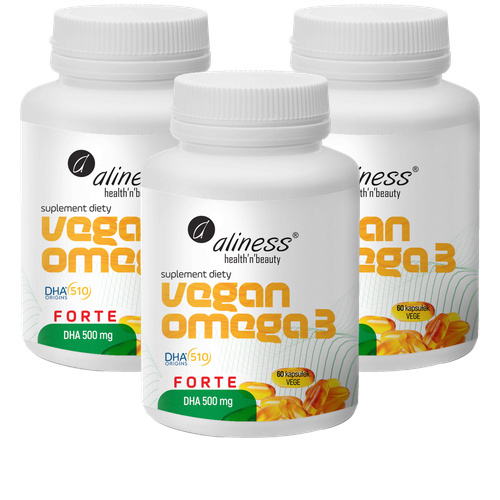 ALINESS - Vegan Omega 3 Forte - DHA 250 500mg - 3x 60caps.
