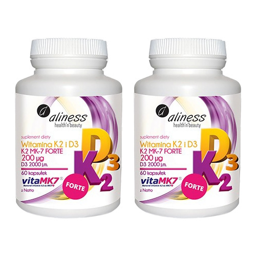 ALINESS - Witamina K2MK7 FORTE 200mcg + D3 50mcg - 2x 60caps.
