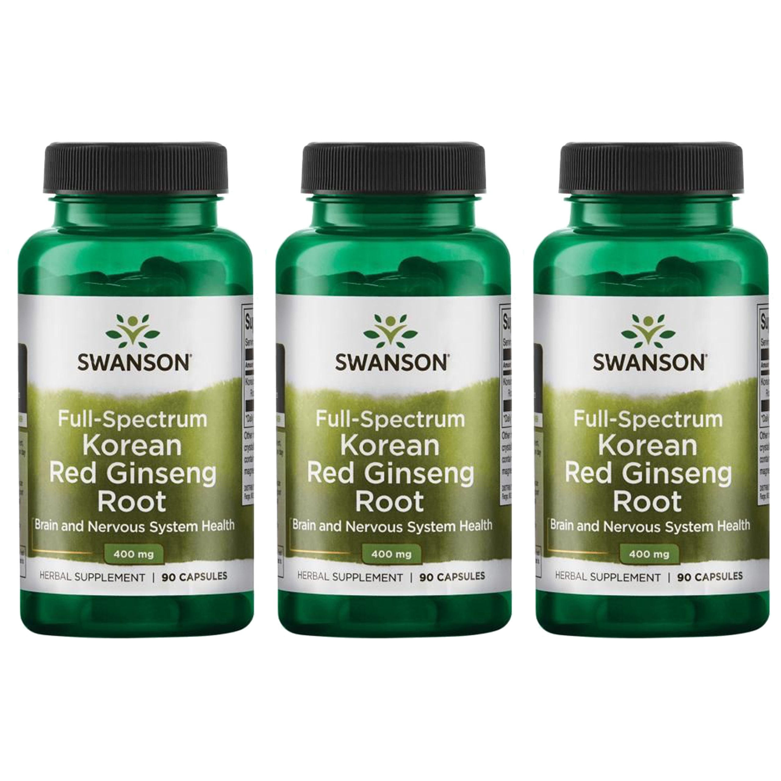 SWANSON Full Spectrum Korean Red Ginseng Root 400mg - 90caps - 3x Czerwony Żeń-Szeń