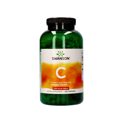 SWANSON Vitamin C 1000mg with Rose Hips - 2x 250caps.