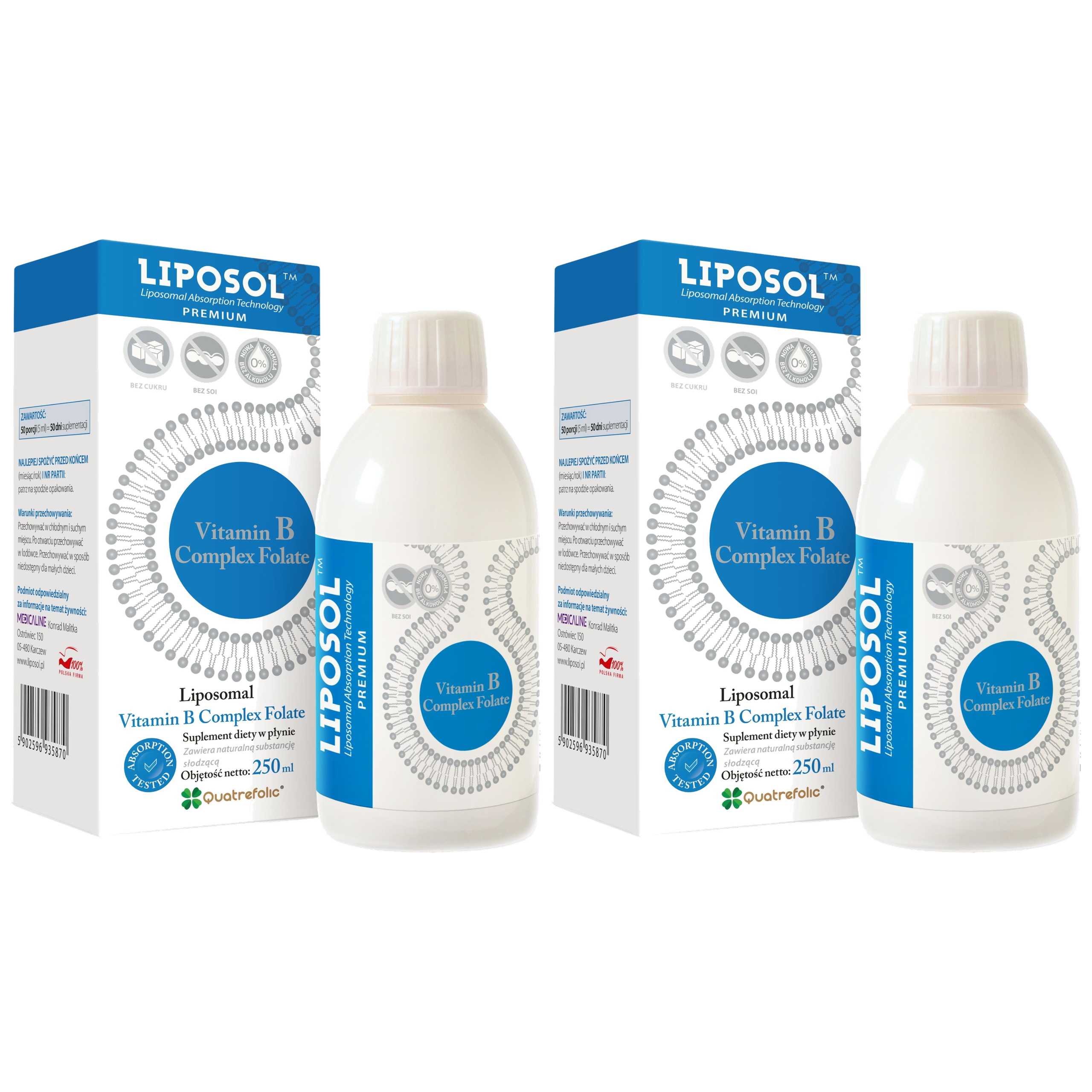 ALINESS - Liposol Witamina B Complex Liposomalna - 2x 250ml