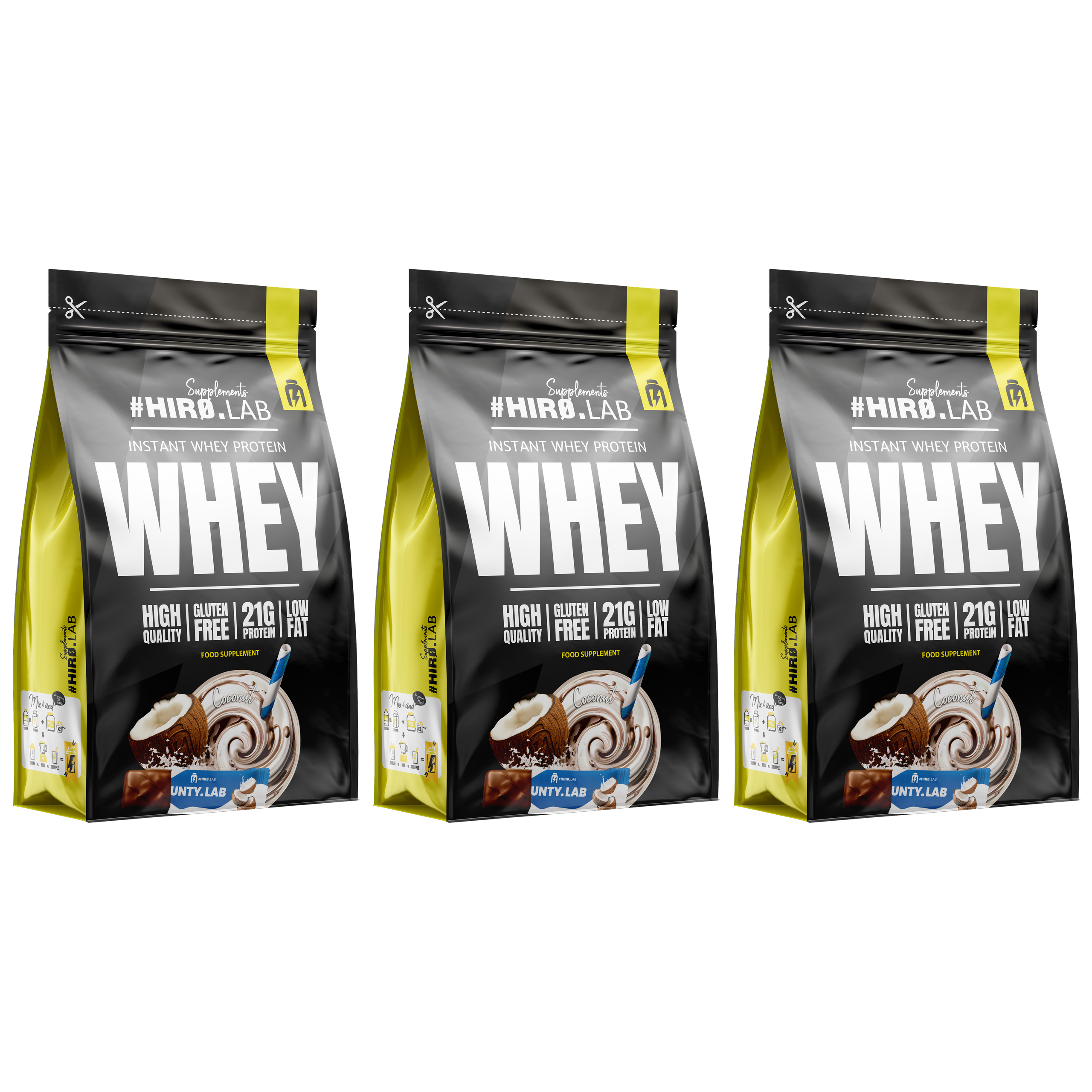 HIRO.LAB - Instant Whey Protein - 3x 750g