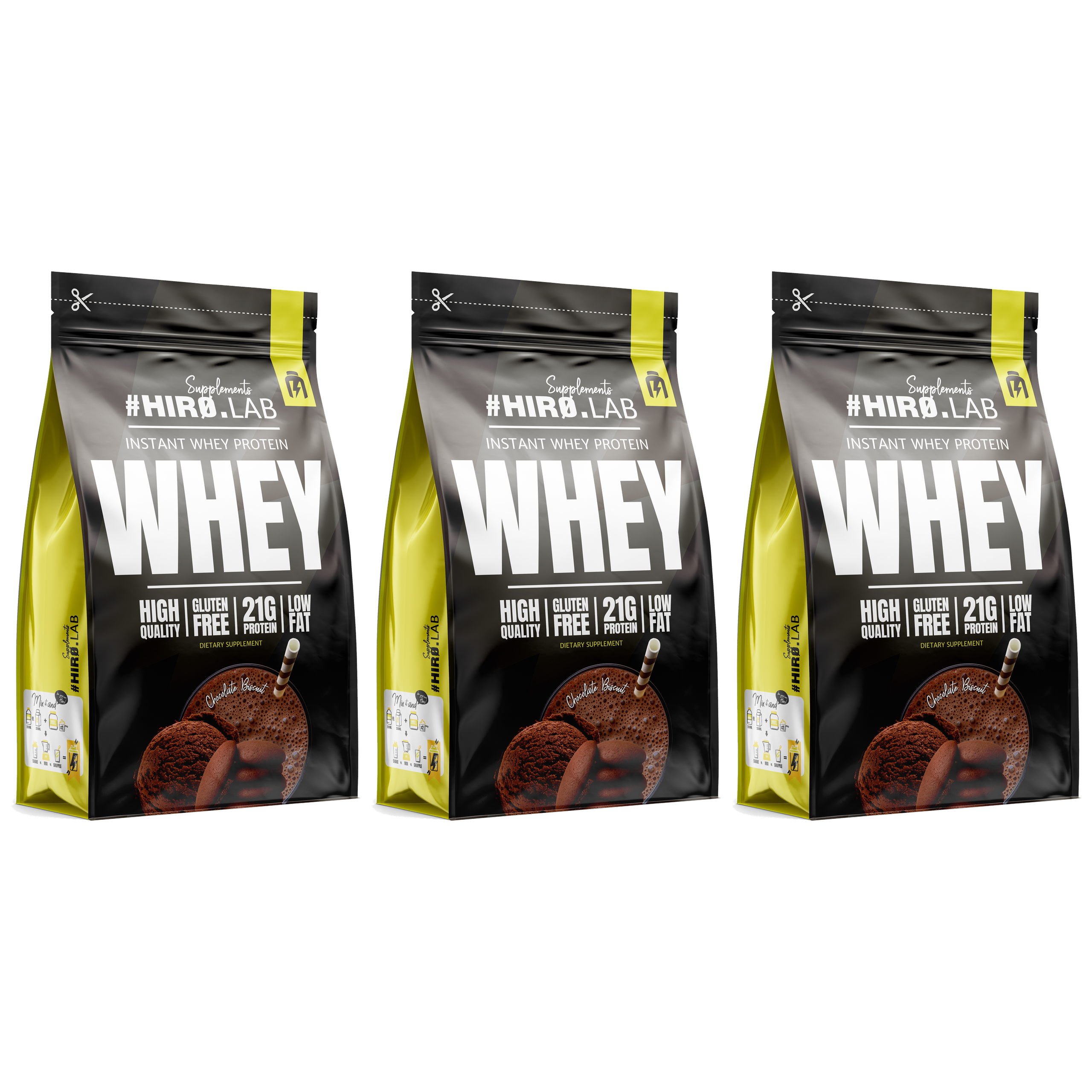 HIRO.LAB Instant Whey Protein - 3x 750g