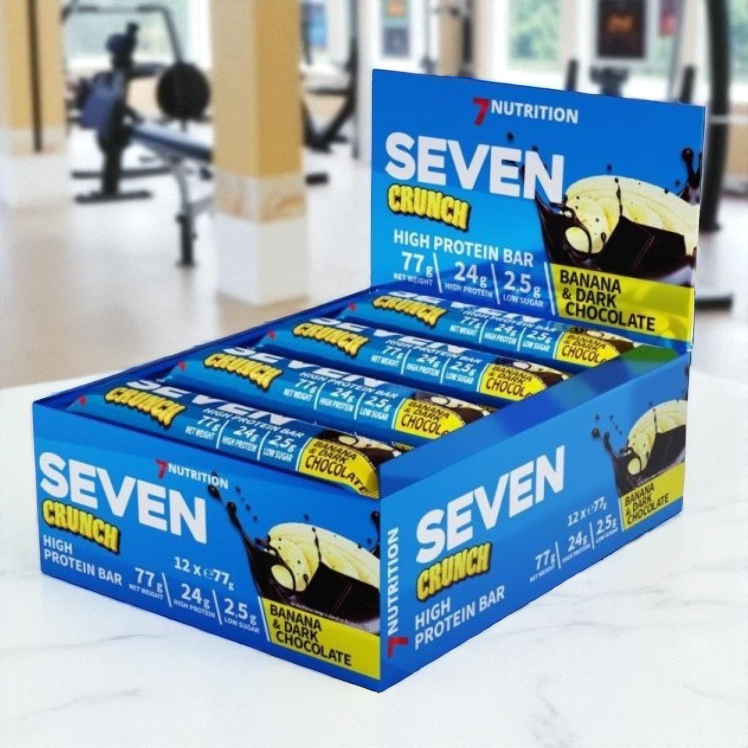 7 NUTRITION - Seven Crunch HP Bar - 12x 77g - Banana & Dark Chocolate