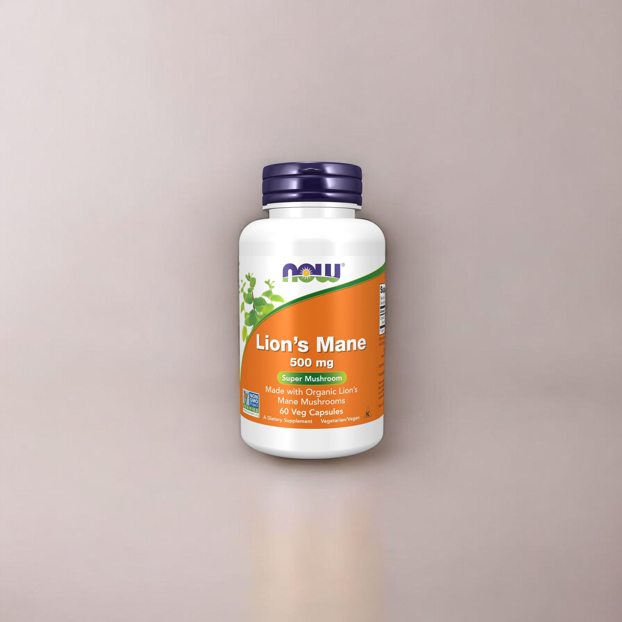 NOW - Lion's Mane Mushroom 500mg - 2x 60caps.
