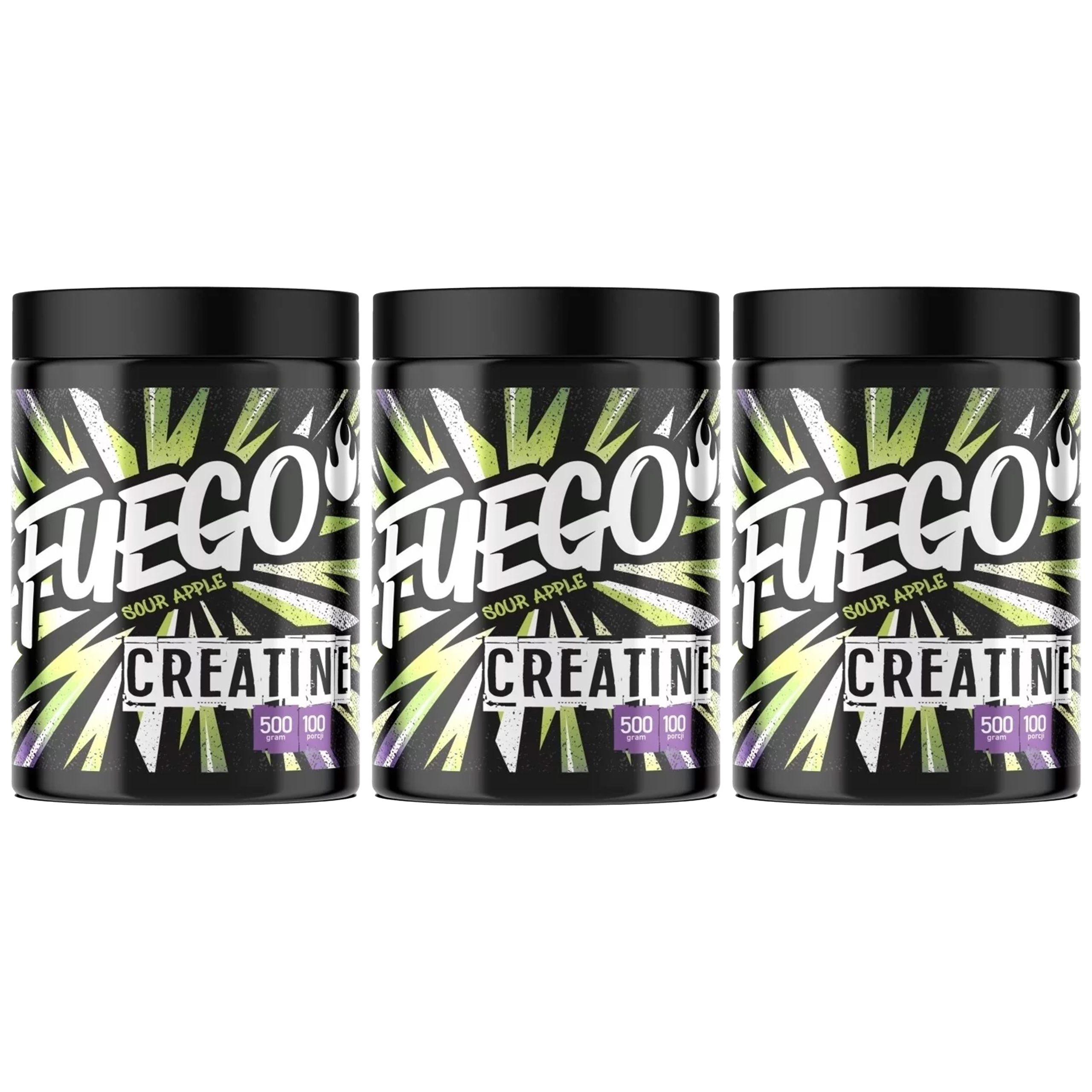 FUEGO - Creatine - 3x 500g - Sour Apple