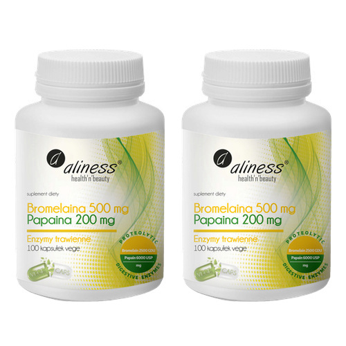 ALINESS - Bromelaina 500mg Papaina 200mg - 2x 100vcaps.