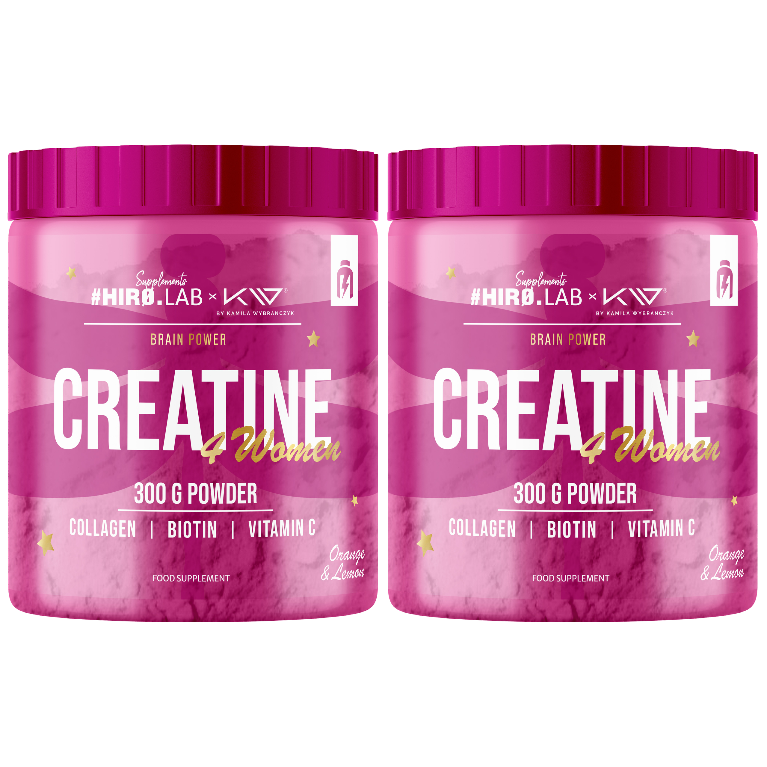 HIRO.LAB - Creatine 4 Women with Collagen - 2x 300g - Lemon Orange