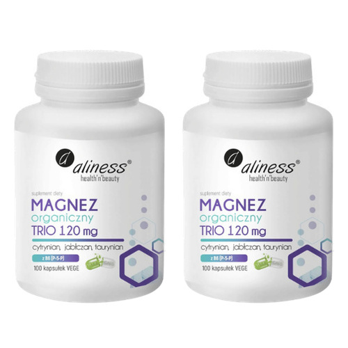 ALINESS - Magnez Organiczny TRIO 120mg - 2x 100vcaps.