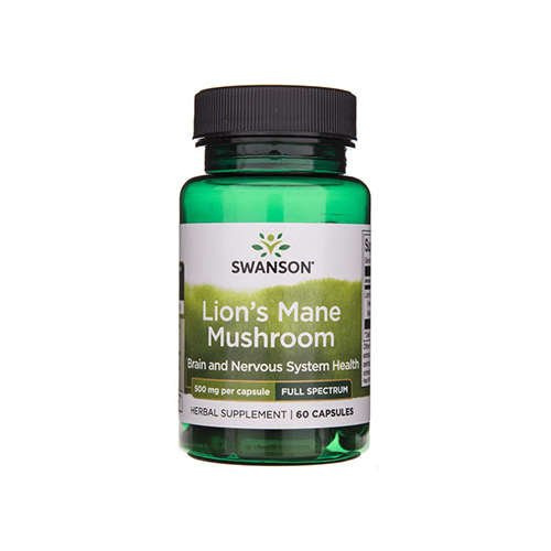SWANSON Lion's Mane Mushroom 500mg - 60caps. - 2x Soplówka jeżowata