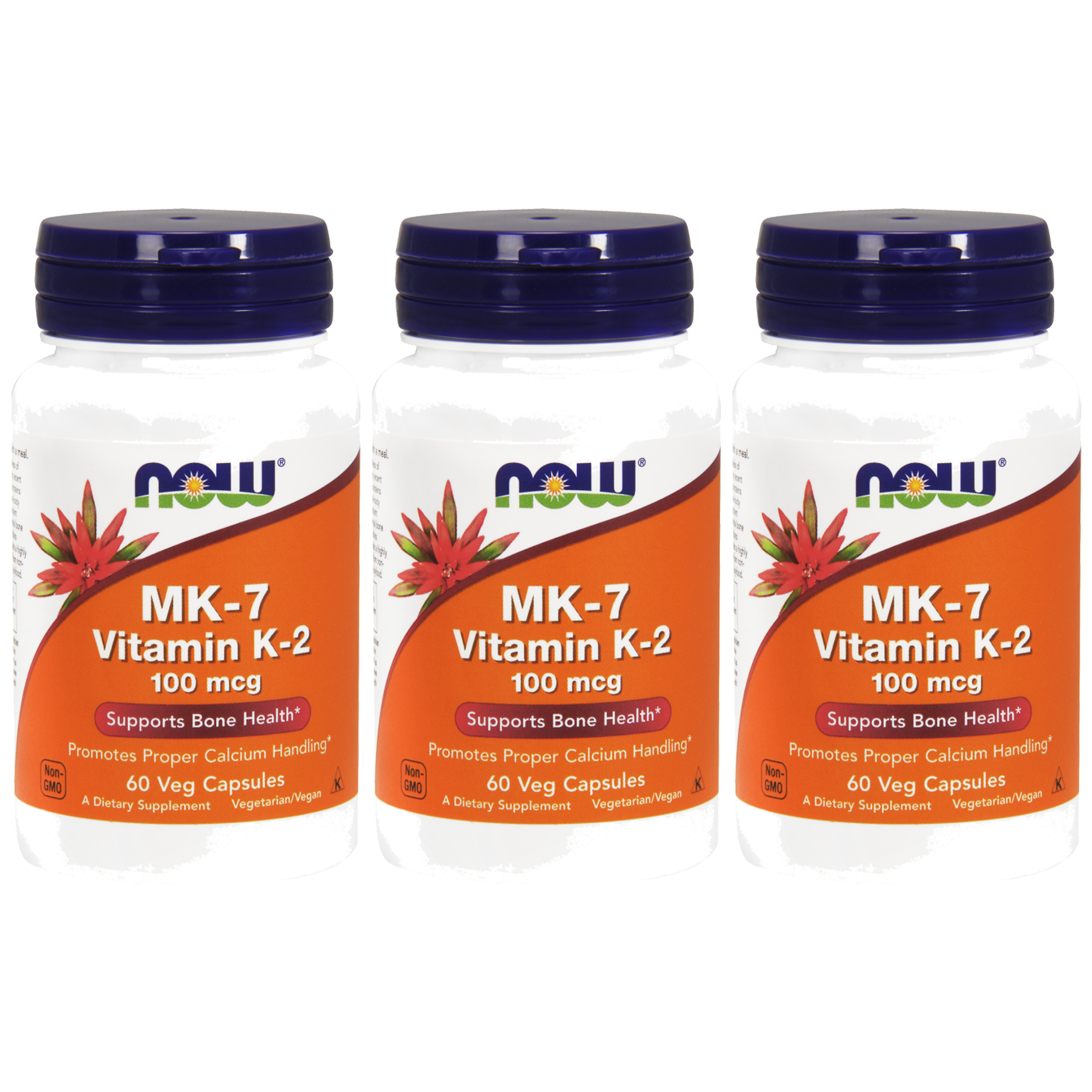 NOW Vitamin K-2 MK7 100mcg - 3x 60vegcaps