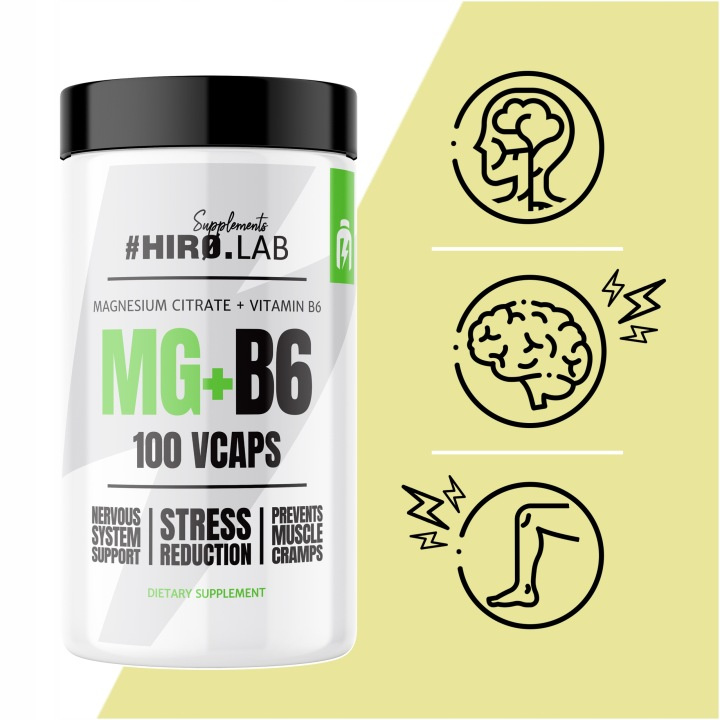 HIRO.LAB Cytrynian Magnezu + Witamina B6 2x 100 vcaps