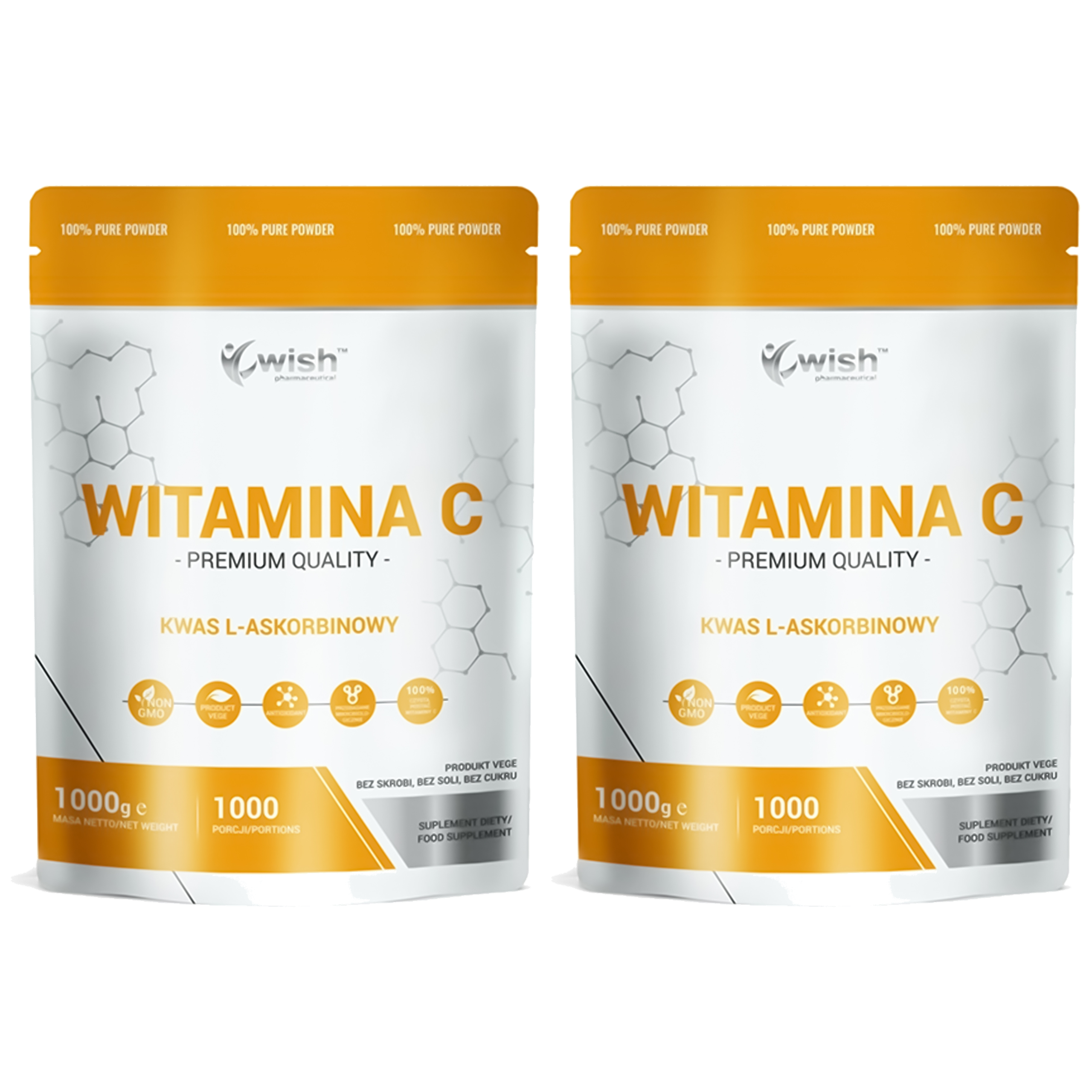 WISH Pharmaceutical Vitamin C 1000mg (Kwas L-Askorbinowy) - 2x 1000g
