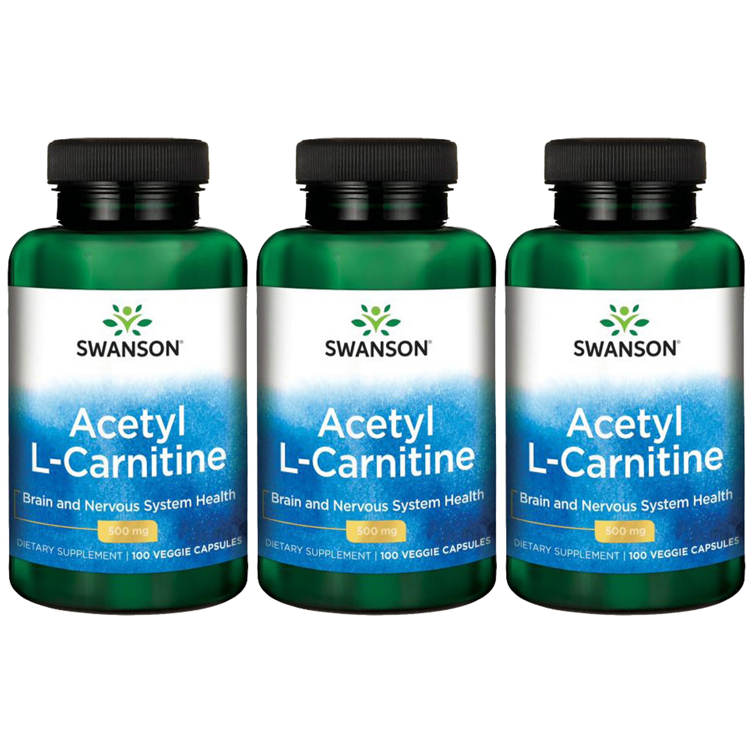 SWANSON Acetyl L-Carnitine 500mg - 3x 100vcaps. - Acetyl L-Karnityna