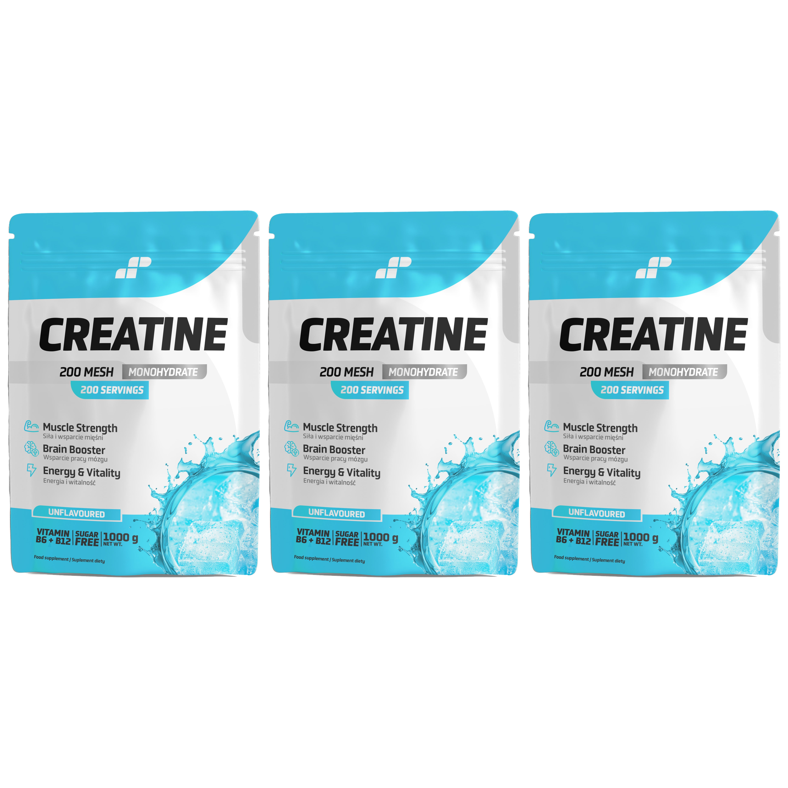 MP NUTRITION - Creatine Monohydrate 200 mesh - 3x 1000g