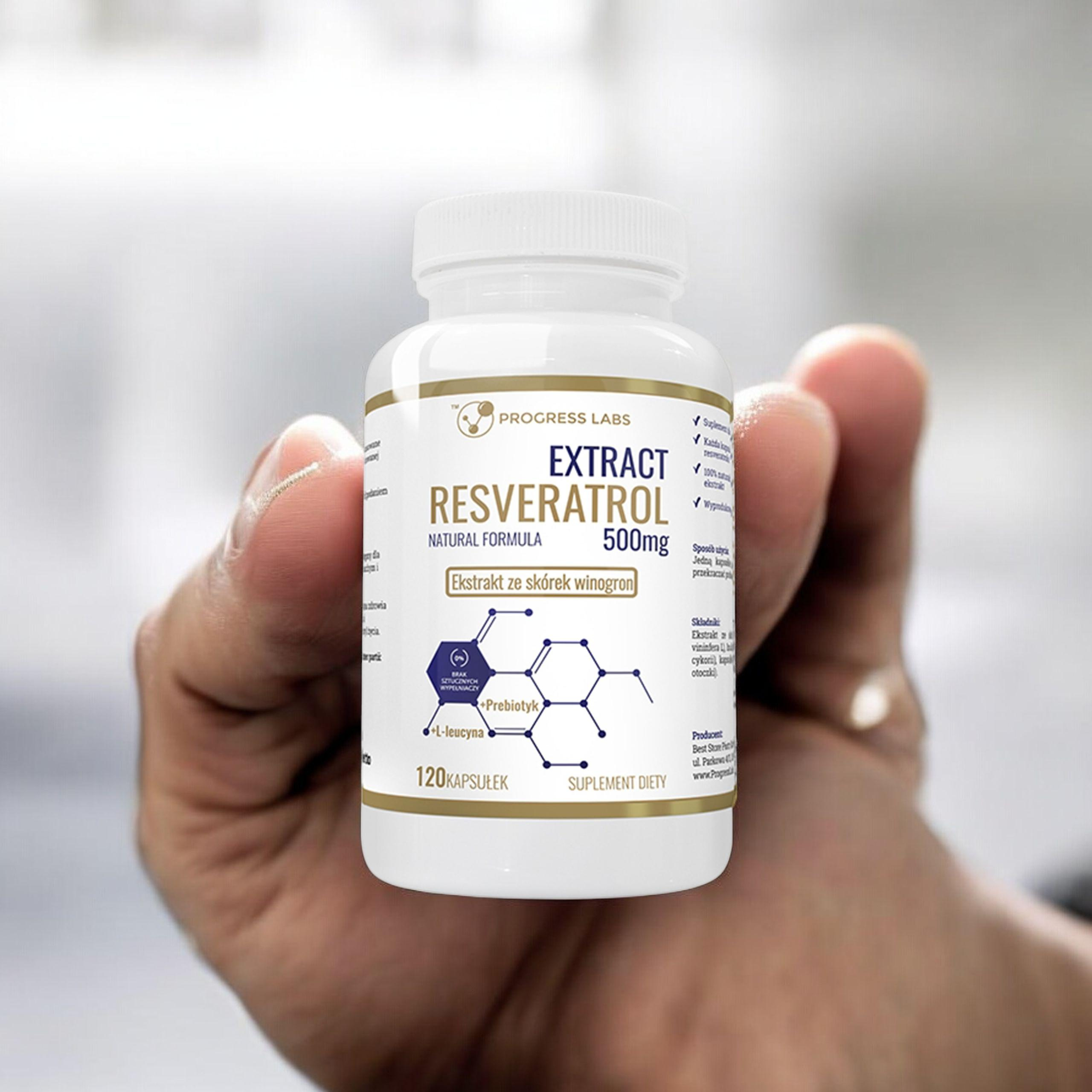 PROGRESS LABS Resveratrol Extract 500mg - 3x 120caps