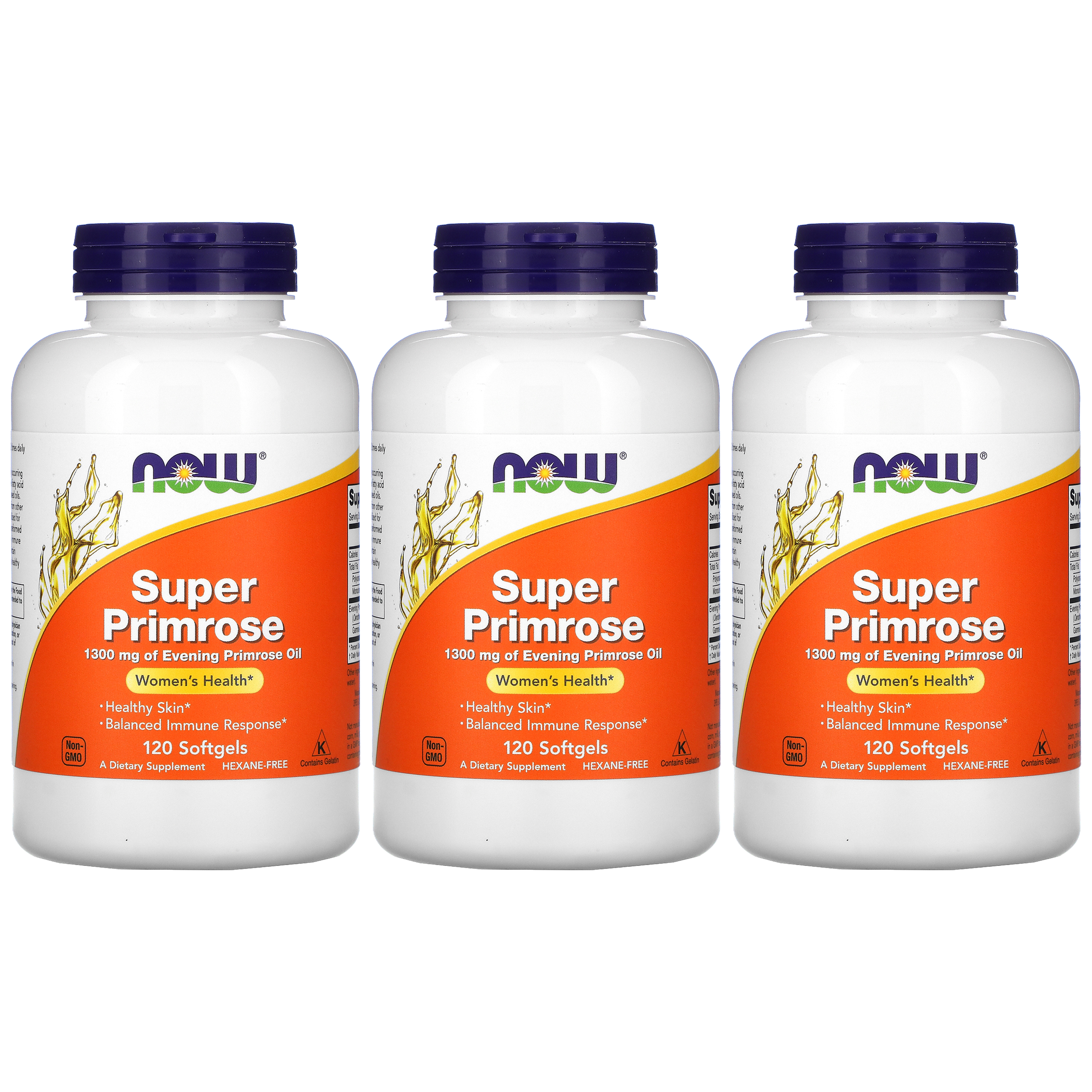NOW Super Primrose - 120softgels. - 3x Olej z Wiesiołka Dwuletniego