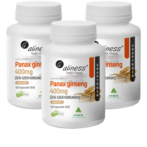 ALINESS - Panax Ginseng 400mg (Żeń Szeń Koreański) - 100vcaps x3