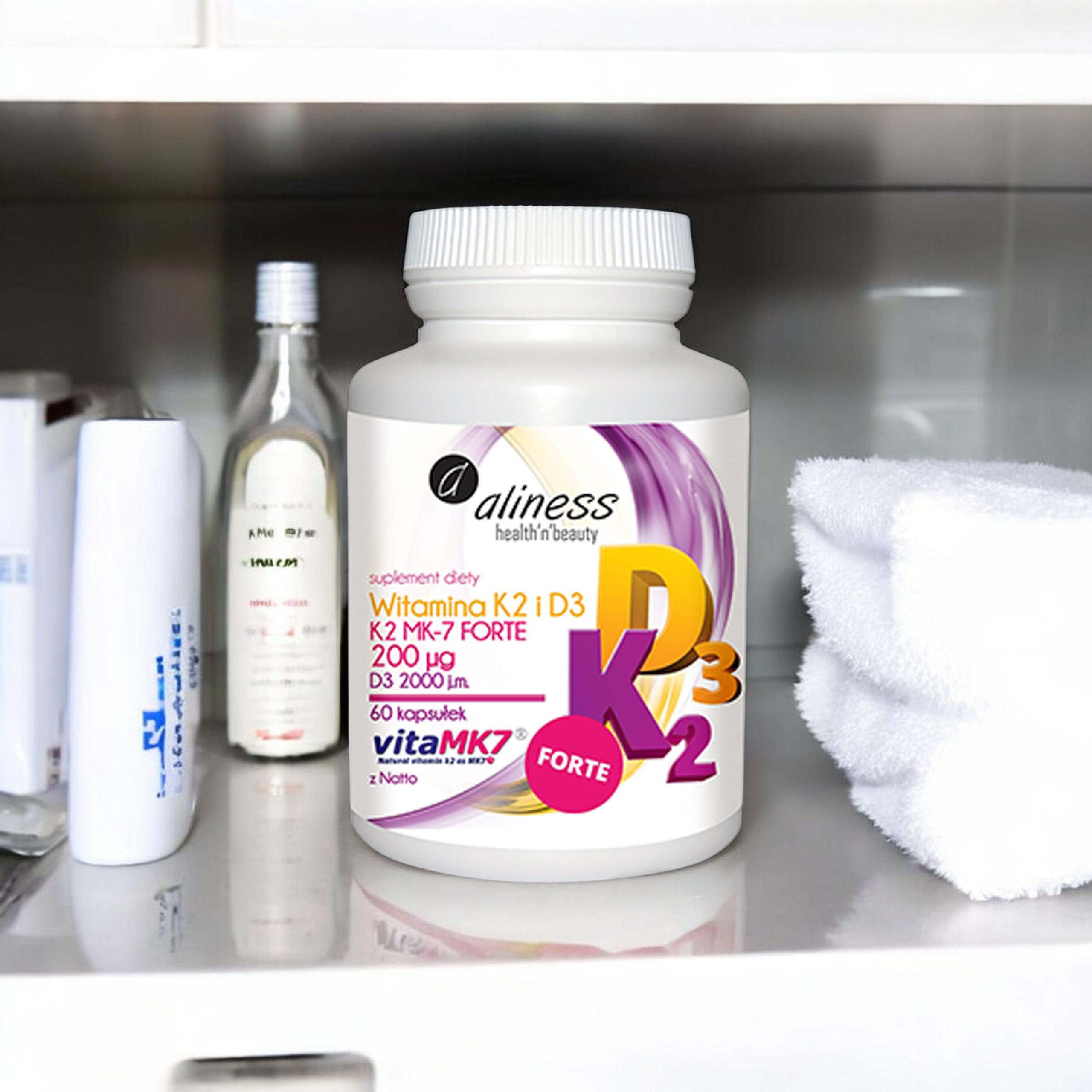 ALINESS - Witamina K2MK7 FORTE 200mcg + D3 50mcg - 60caps.