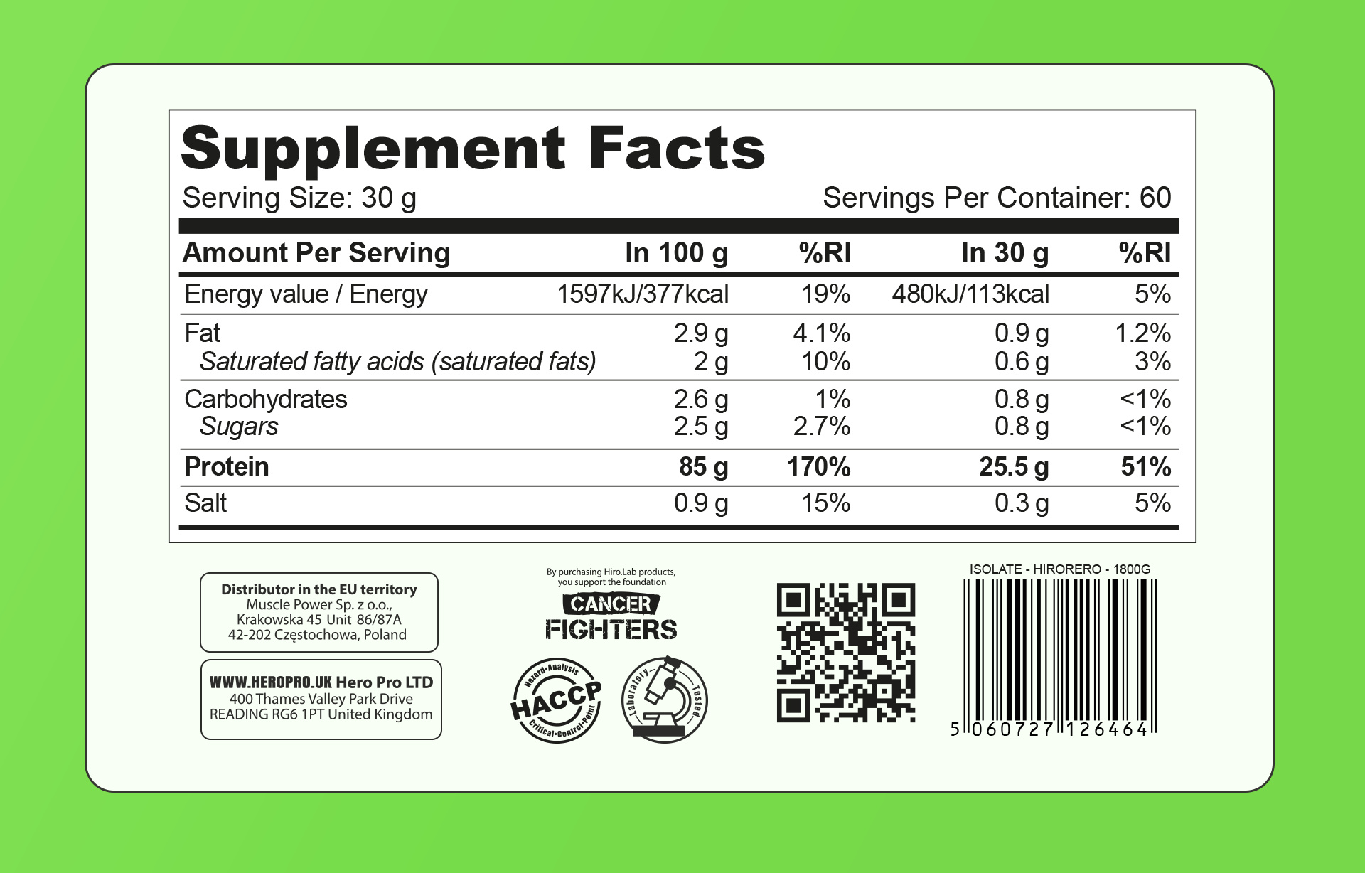 HIRO.LAB Whey Protein Isolate - 3x 1800g
