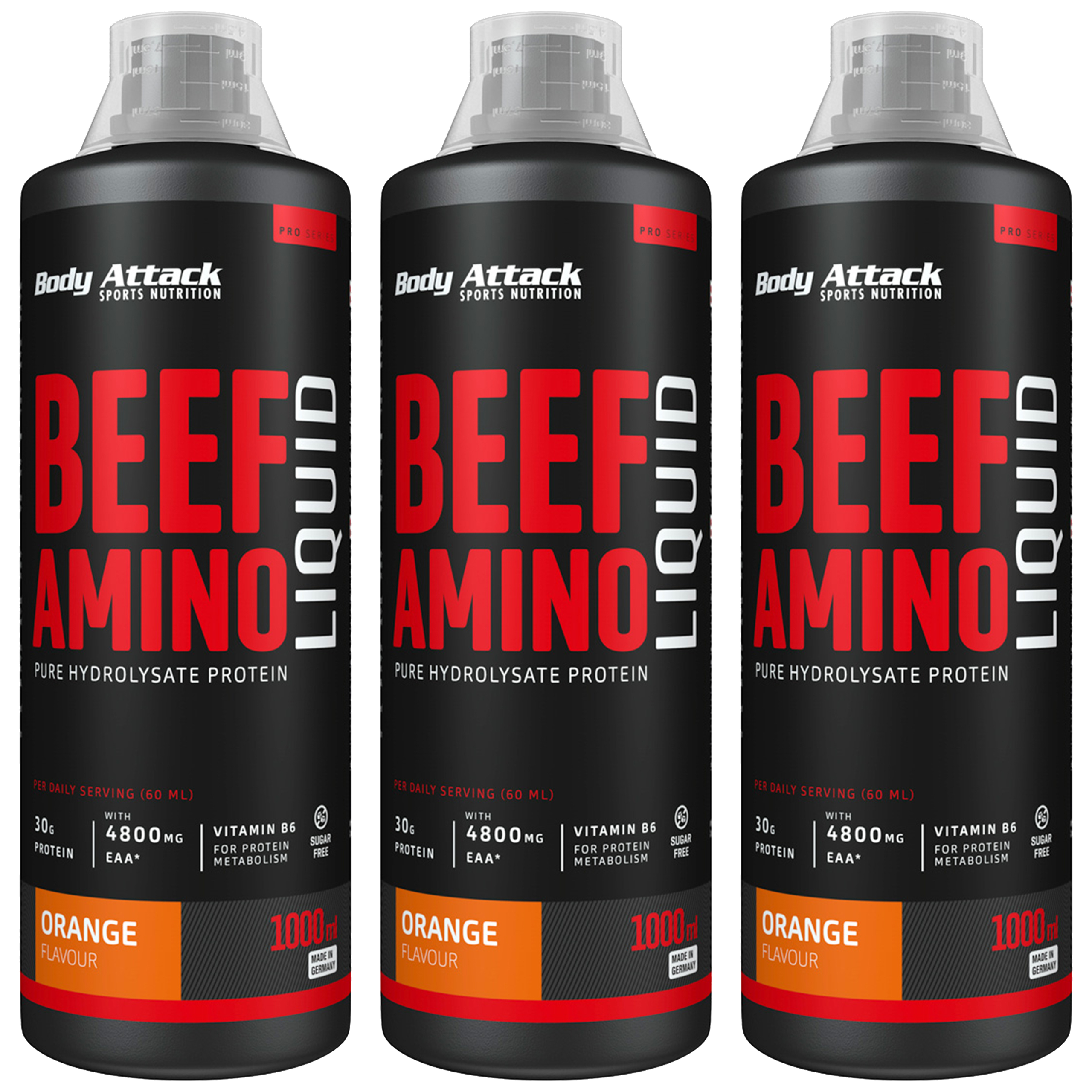 BODY ATTACK Beef Amino Liquid - 3x 1000ml