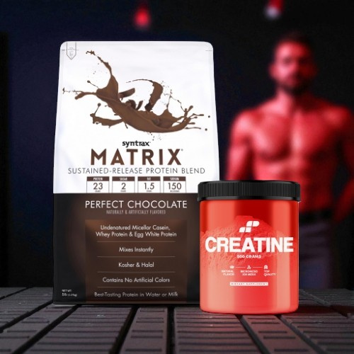 Białko Syntrax Matrix 5.0 Perfect Chocolate 2270g (75 porcji) + Kreatyna MP Nutrition Monohydrate 500g (100 porcji)