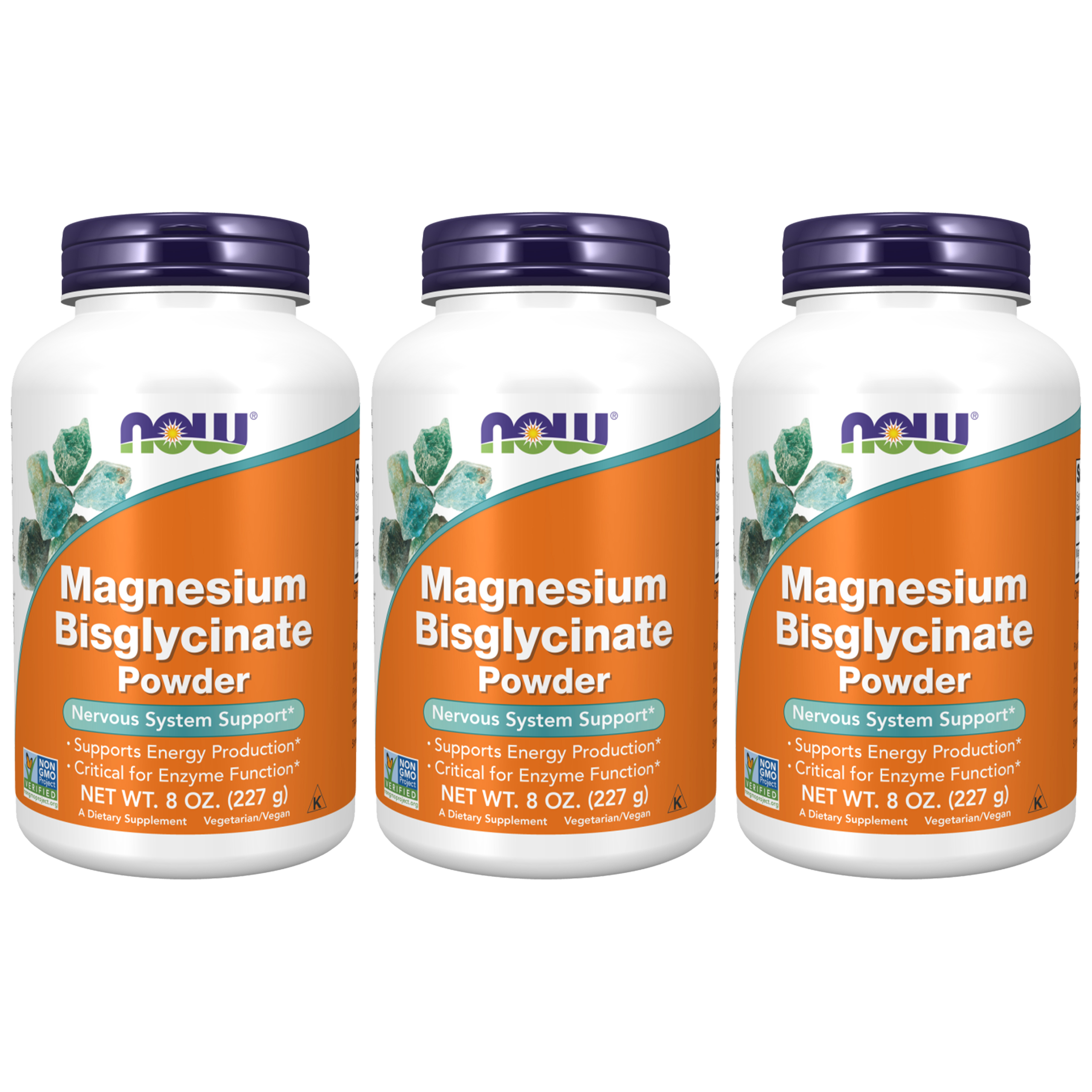 NOW Magnesium Bisglycinate Powder - 3x 227g