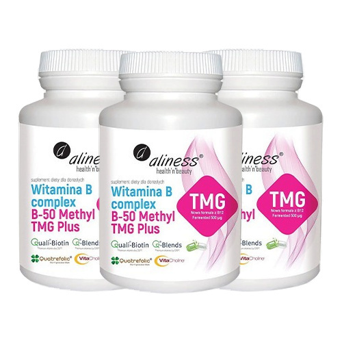 ALINESS Witamina B Complex B-50 Methyl TMG PLUS - 3x 100vcaps.