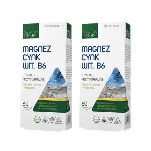 MEDICA HERBS - Magnez Cynk + Vit B6 - 2x 60caps.