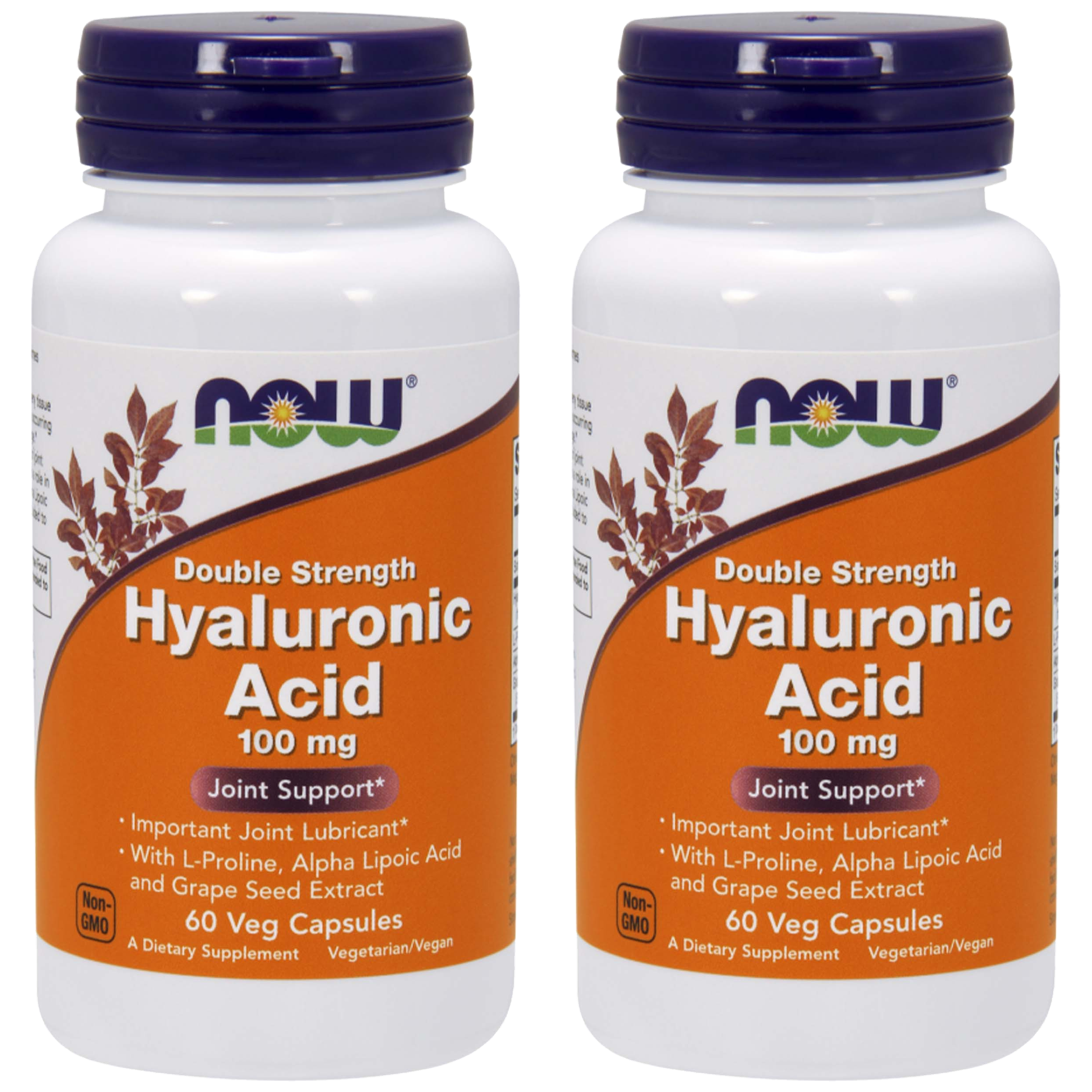 NOW Hyaluronic Acid 100mg - 2x 60vcaps.