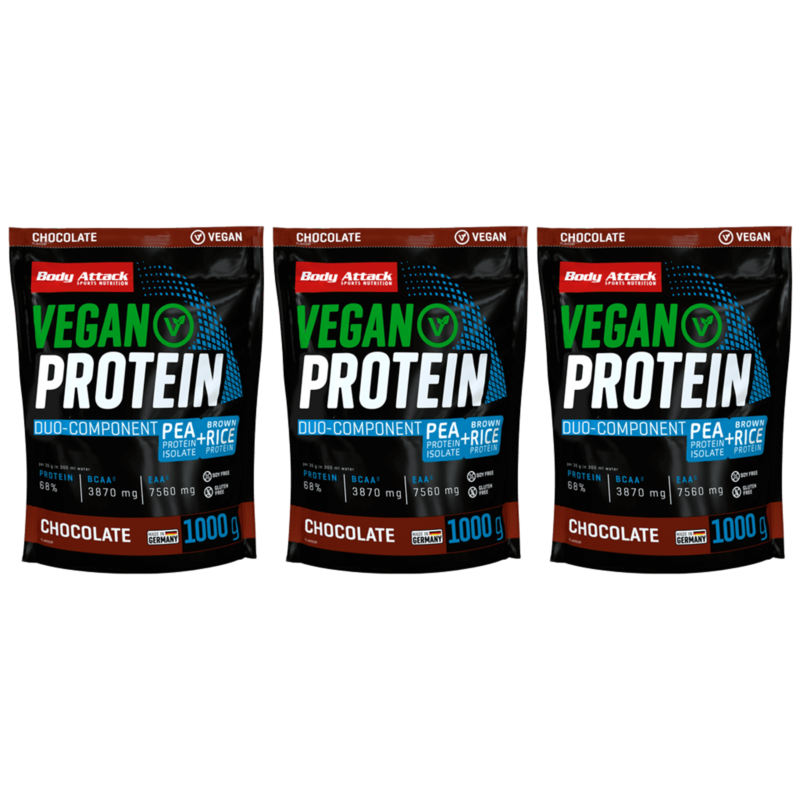 BODY ATTACK Vegan Protein - 3x 1000g