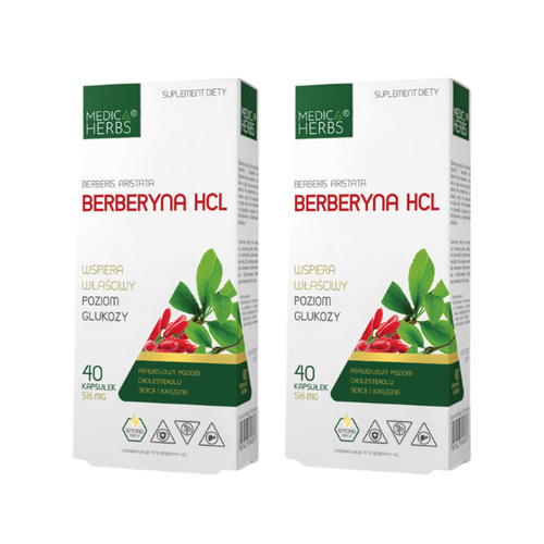 MEDICA HERBS - Berberyna HCL 500mg - 2x 40caps.