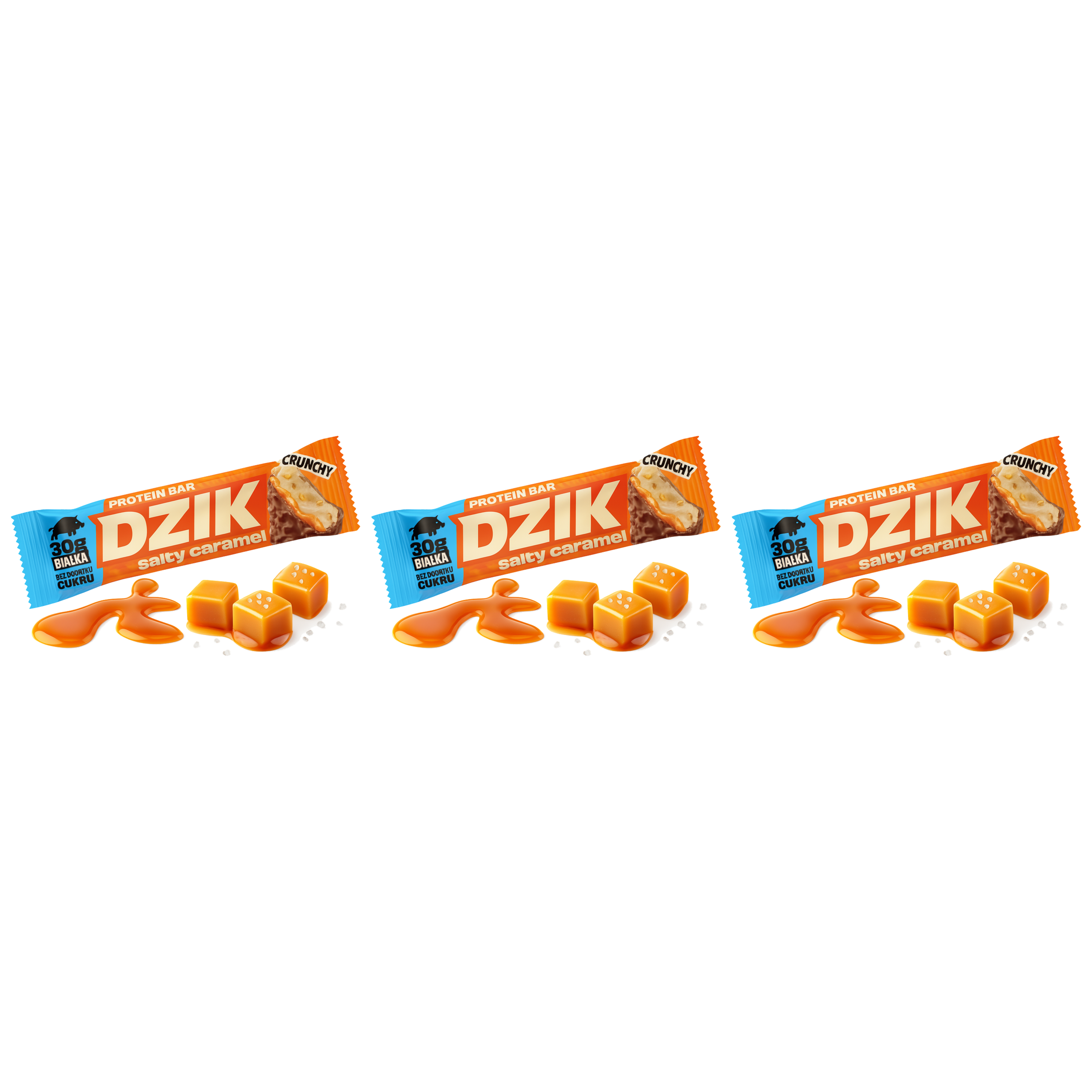DZIK - Protein Bar Crunchy - 3x 70g - Salted Caramel