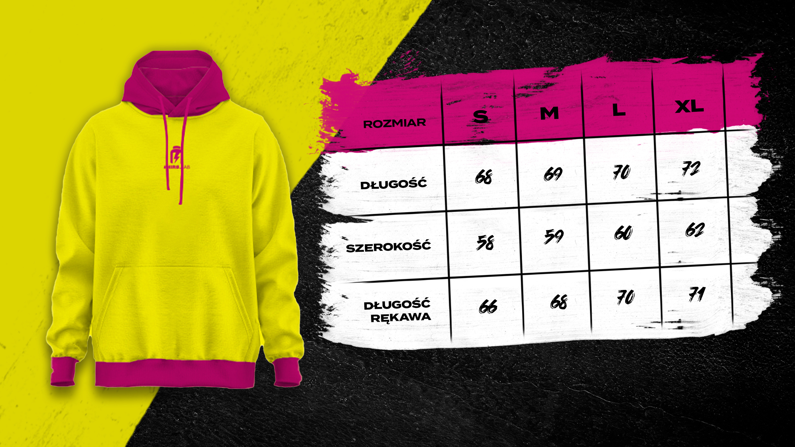 HIRO.LAB Bluza z kapturem HIRO - Żółto Różowa - S