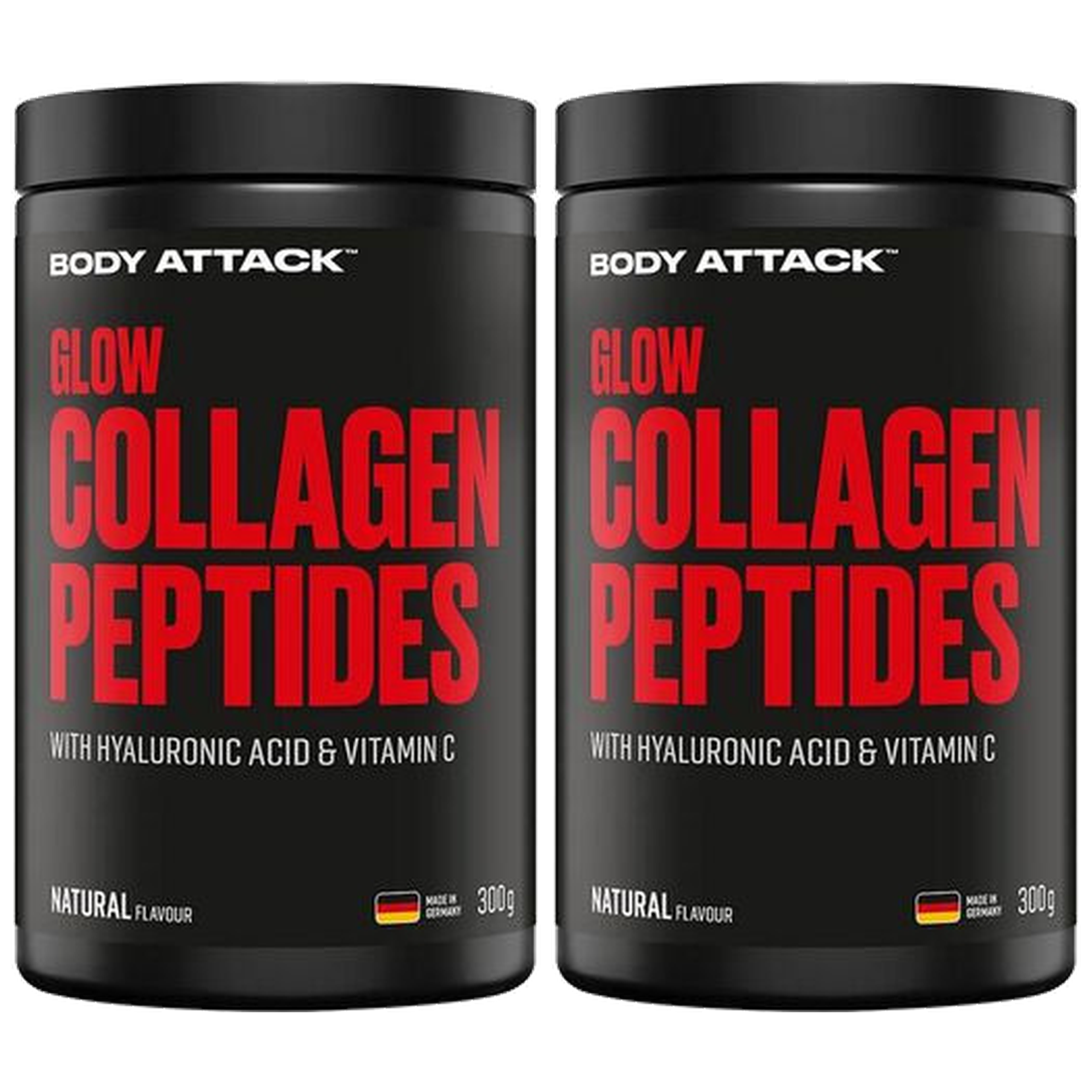 BODY ATTACK Glow Collagen Peptides – 2x 300 g – Natural