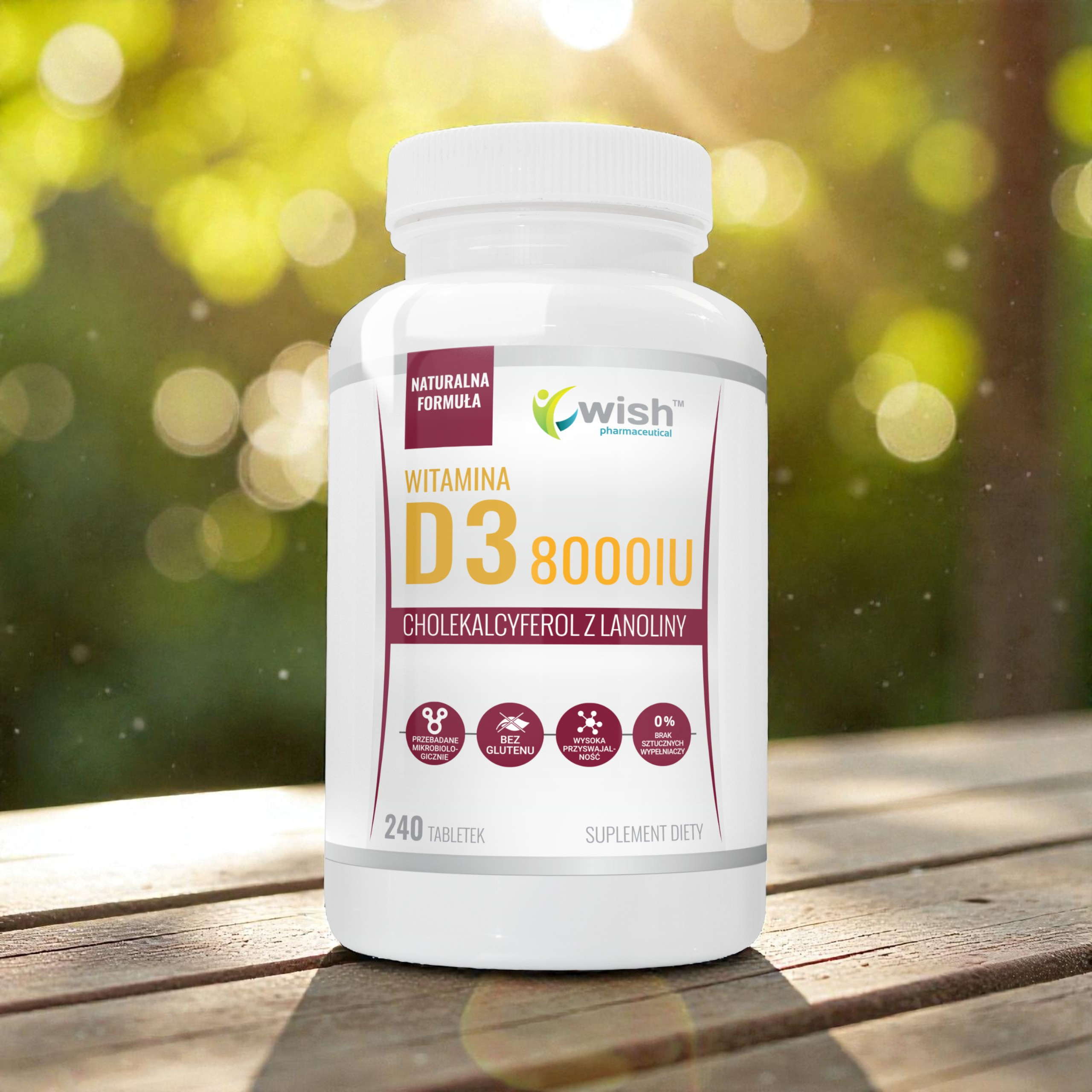 WISH Pharmaceutical - Vitamin D3 8000IU - 240tabs.