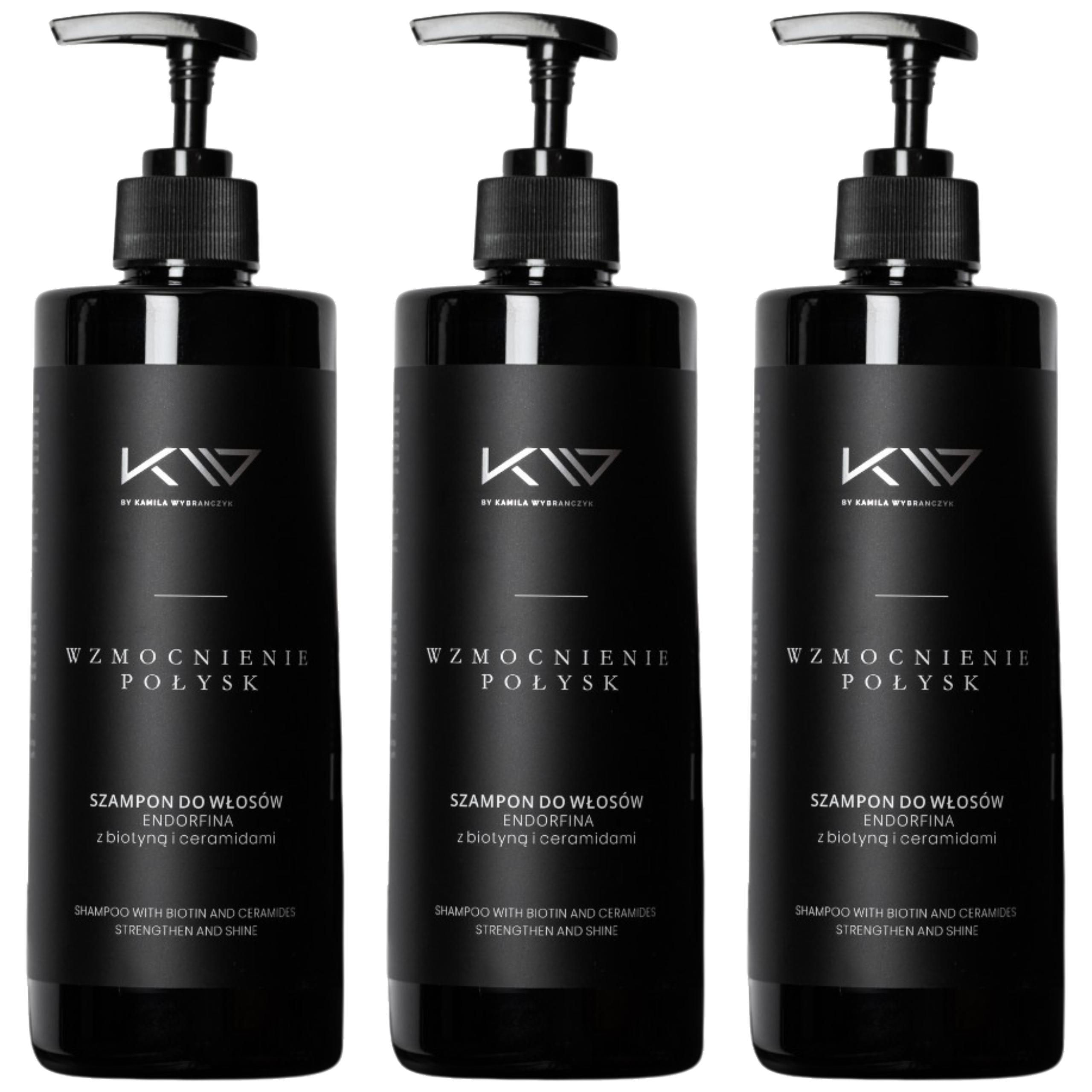 KAMILA WYBRAŃCZYK - Szampon do Włosów Wzmocnienie i Połysk - 3x 500ml