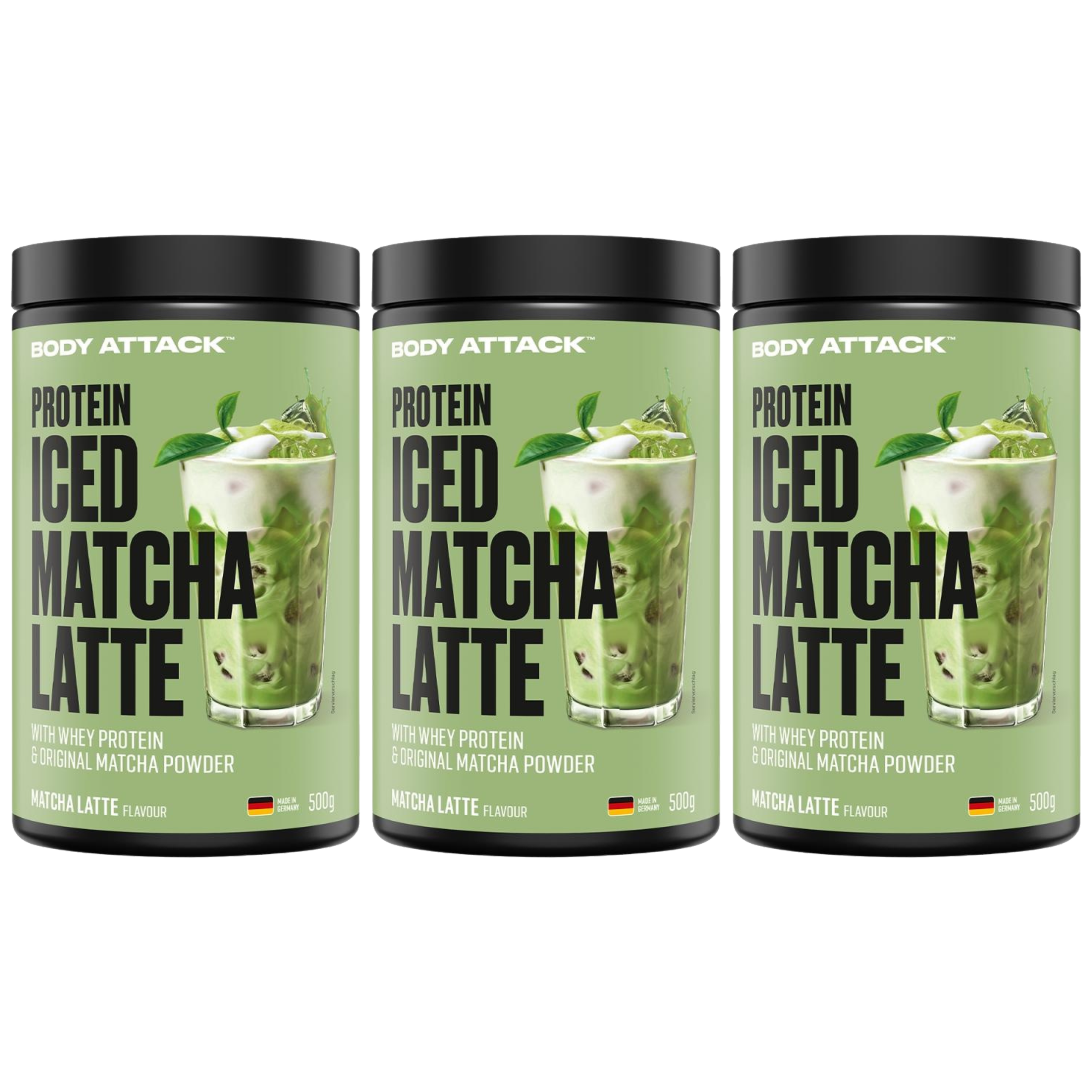BODY ATTACK - Protein Iced Matcha Latte - 3x 500g - Matcha Latte