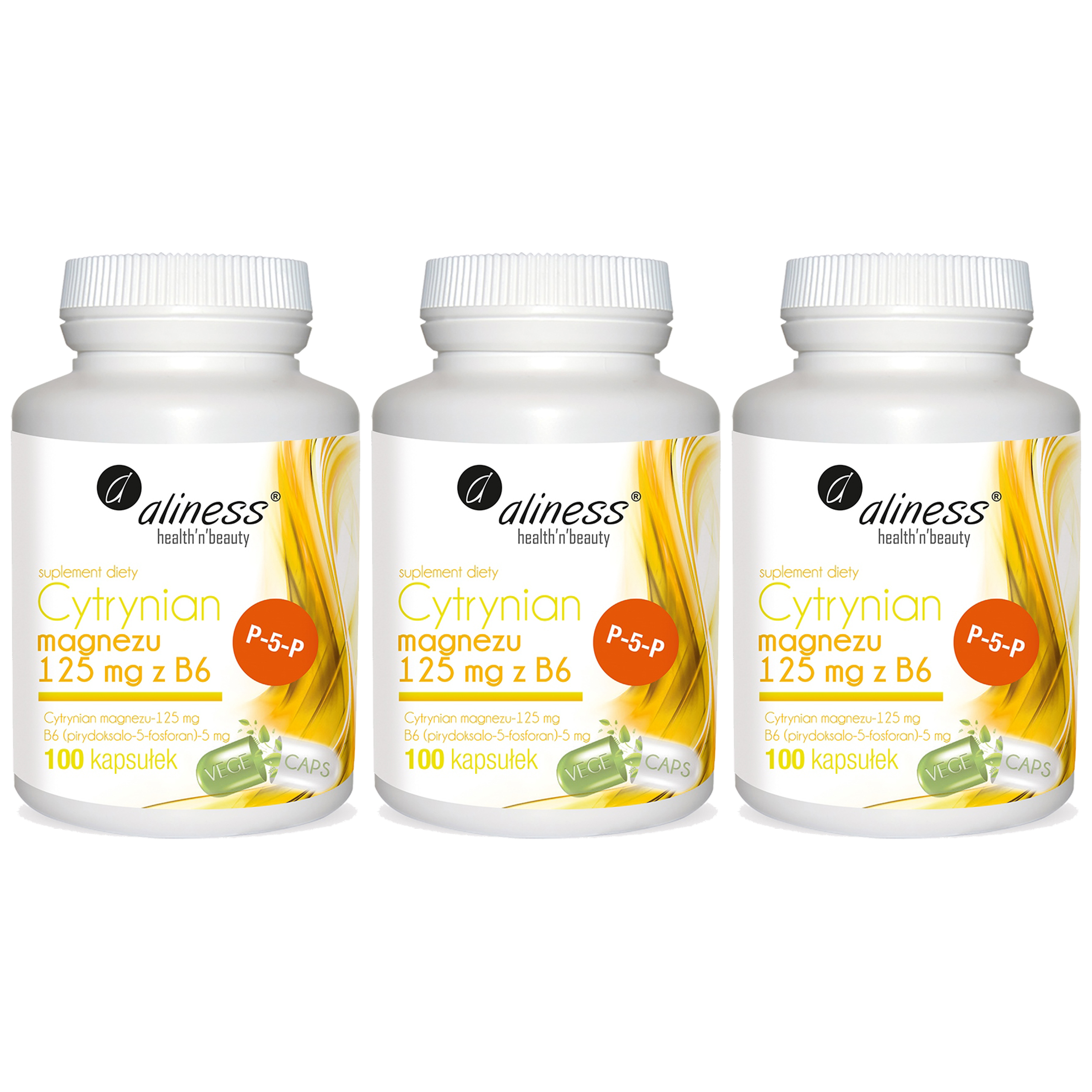 ALINESS Cytrynian Magnezu 125mg z B6 - 3x 100caps