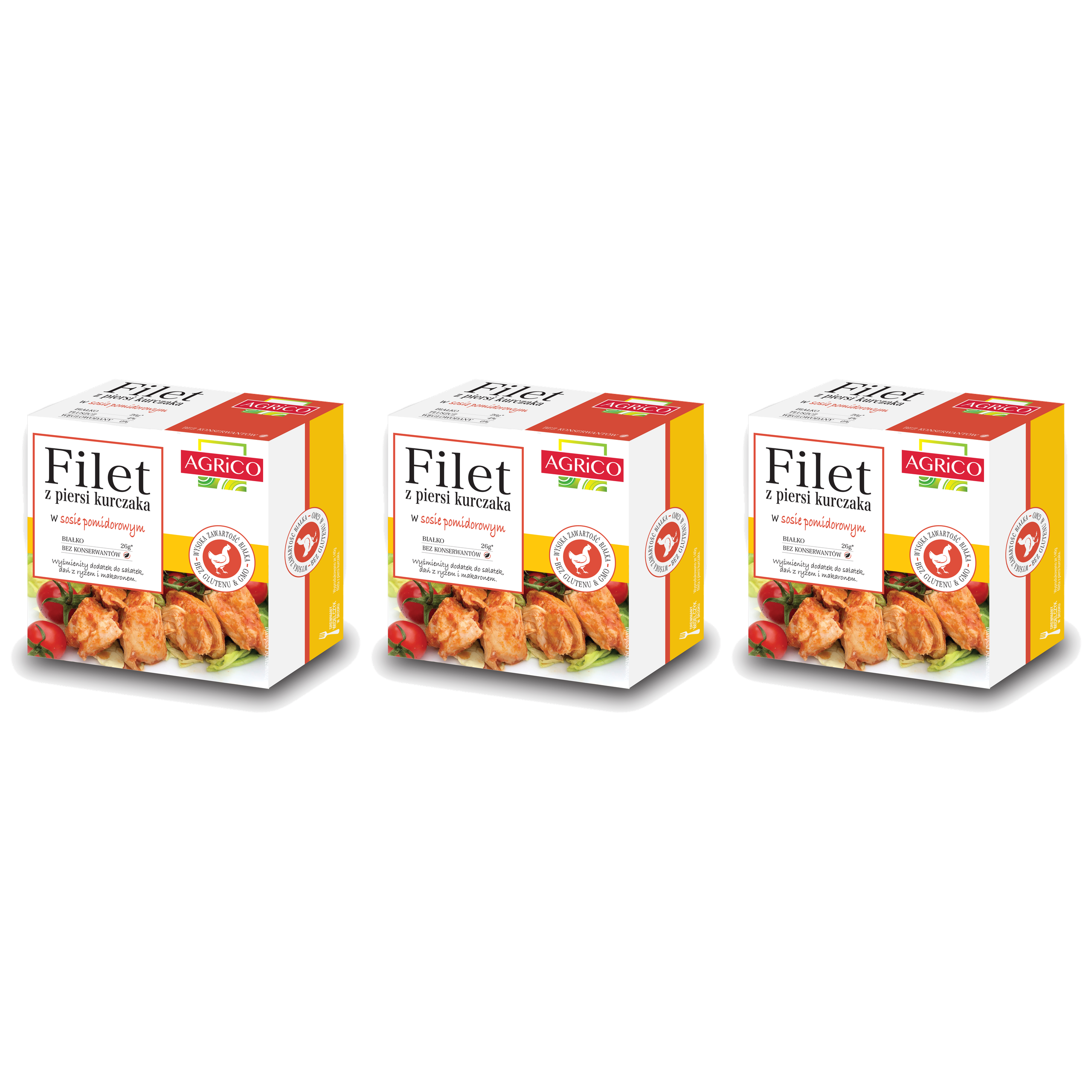 AGRICO Filet z Piersi Kurczaka w sosie Pomidorowym - 3x 160g