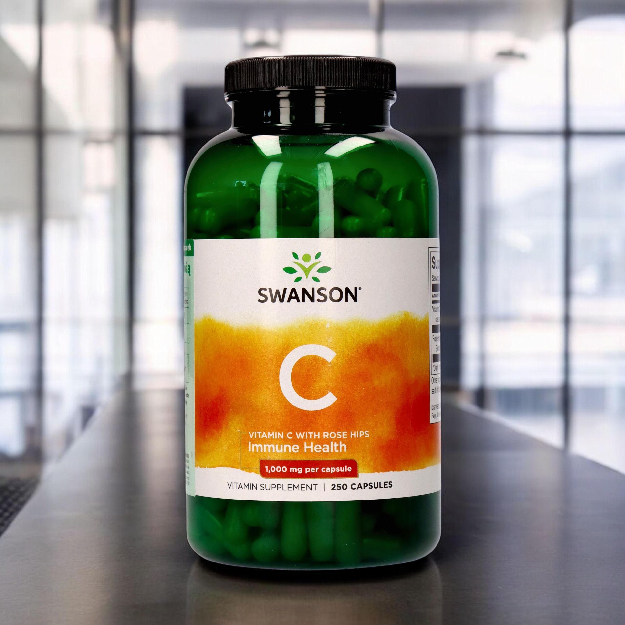SWANSON Vitamin C 1000mg with Rose Hips - 3x 250caps.